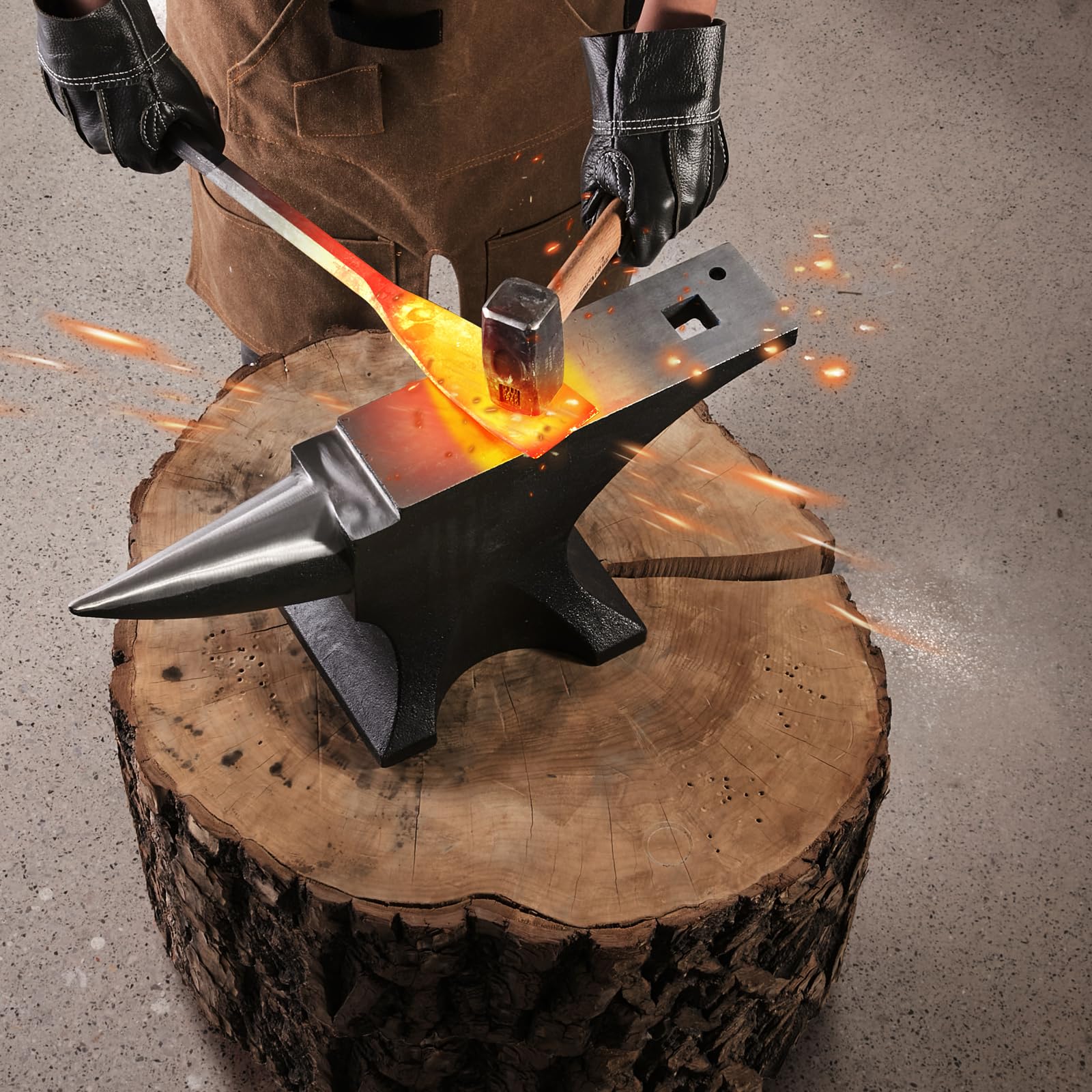 VEVOR Single Horn Anvil, 9 Lbs Cast Steel Anvil, High Hardness Rugged Round Horn Anvil Blacksmith, Compact Design and Stable Base, Forge Tools and Equipment, Metalsmith Tool for Bending and Shaping