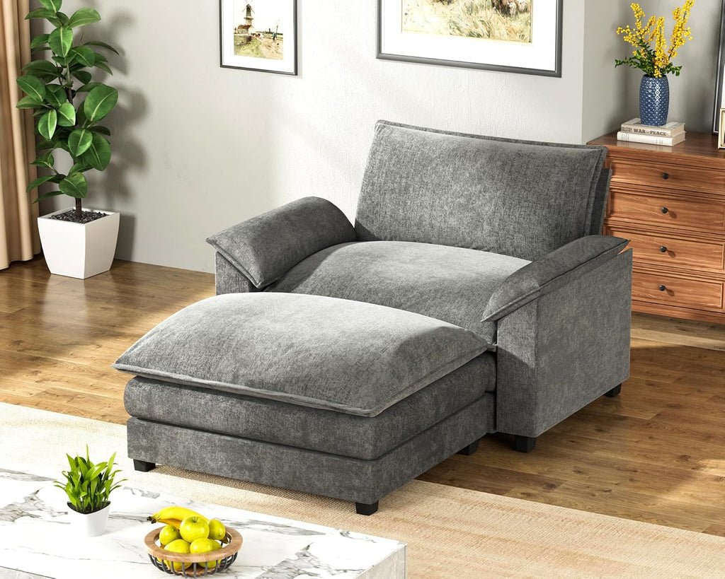 Homall 80" Modular Sectional Sofa, Loveseat Sofa Couch with Double-Layer Cushion, DIY Combination Chenille Deep 2-Seat Cloud Couch for Living Room, Apartment (Bright Grey, Loveseat Sofa)