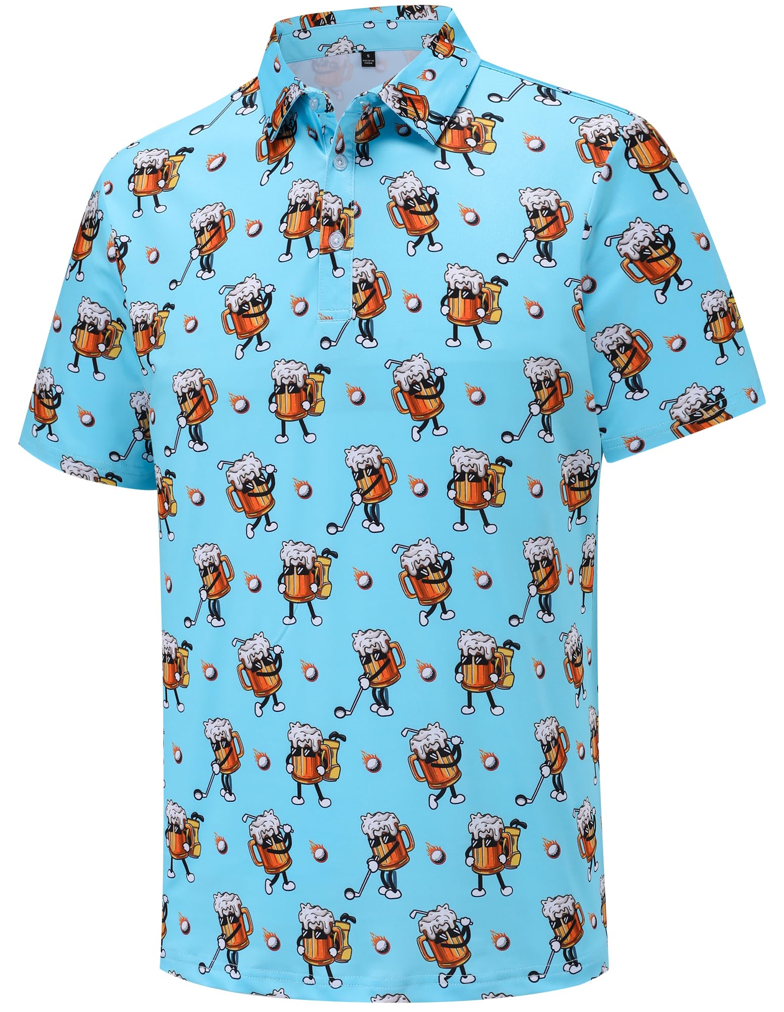 Men's Golf Polo Shirts Funny Golf Shirts for Men Performance Moisture Wicking Quick Dry Athletic Short Sleeve Shirts