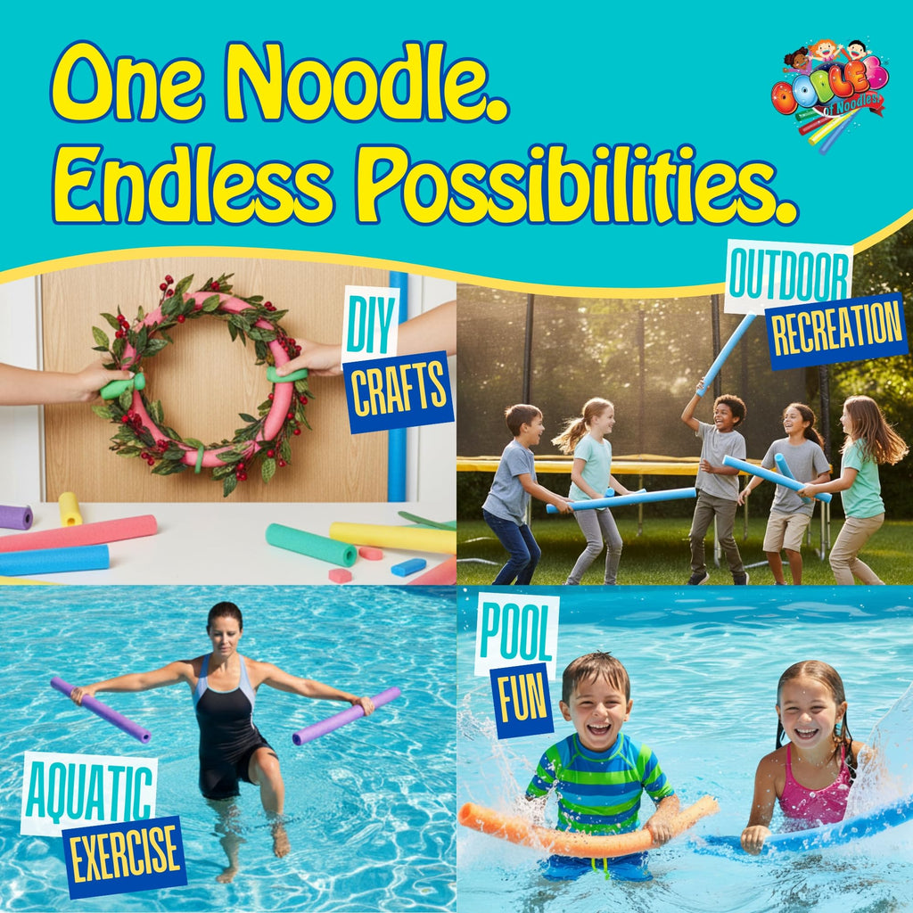 Oodles of Noodles Pool Noodles - Pack of 12 - Approx. 48 inch x 2.5 inch Multi-Purpose Tubes for, Pool, Exercise, Crafts, Padding, Insulation & More