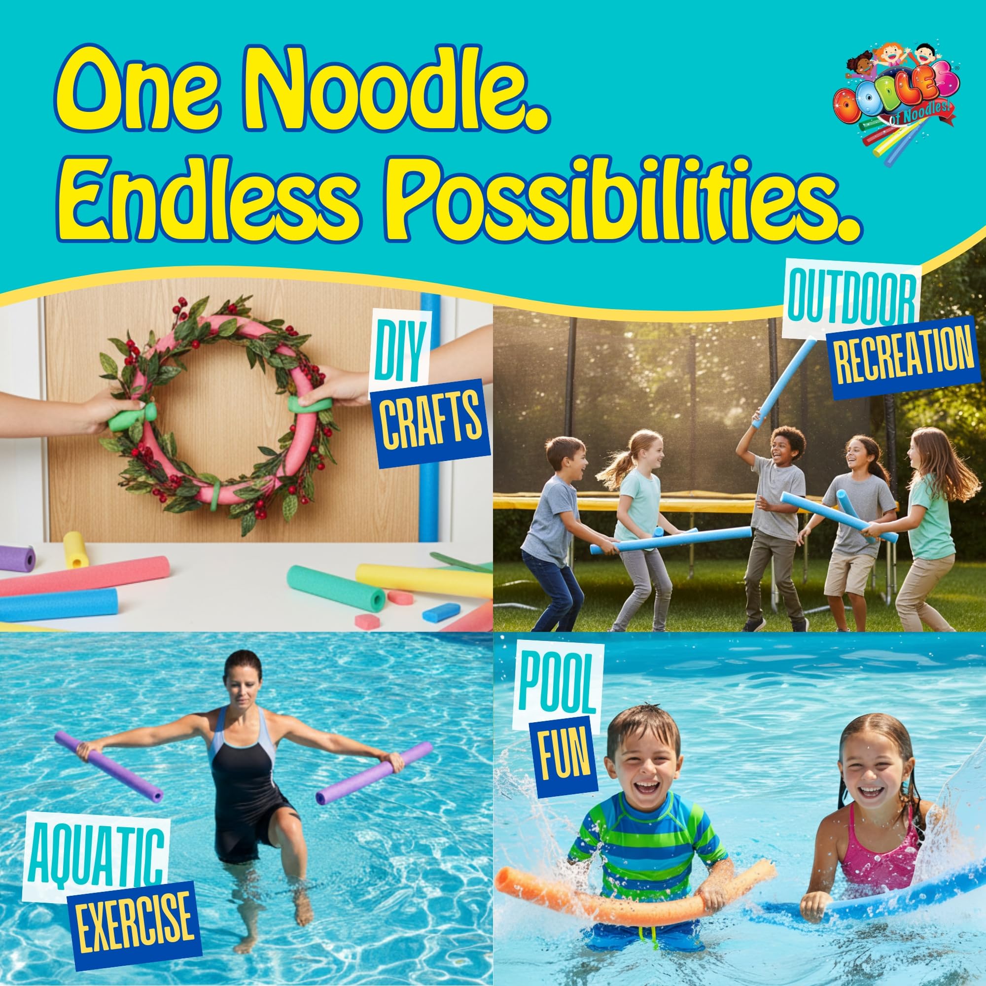 Oodles of Noodles Pool Noodles - Pack of 12 - Approx. 48 inch x 2.5 inch Multi-Purpose Tubes for, Pool, Exercise, Crafts, Padding, Insulation & More