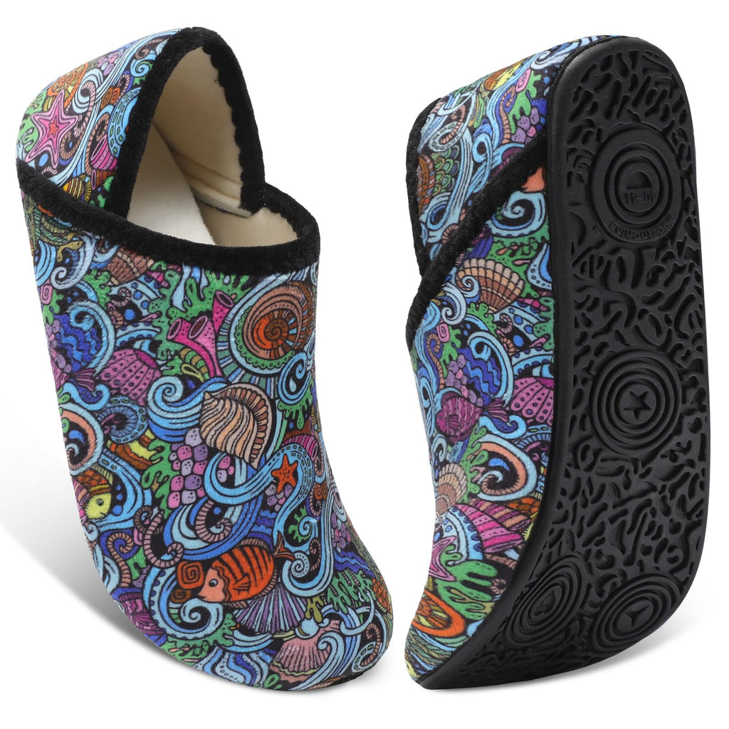 XIHALOOK House Slippers for Women Men Cozy Sock Shoes with Soft Rubber Sole Slip On for Indoor/Outdoor