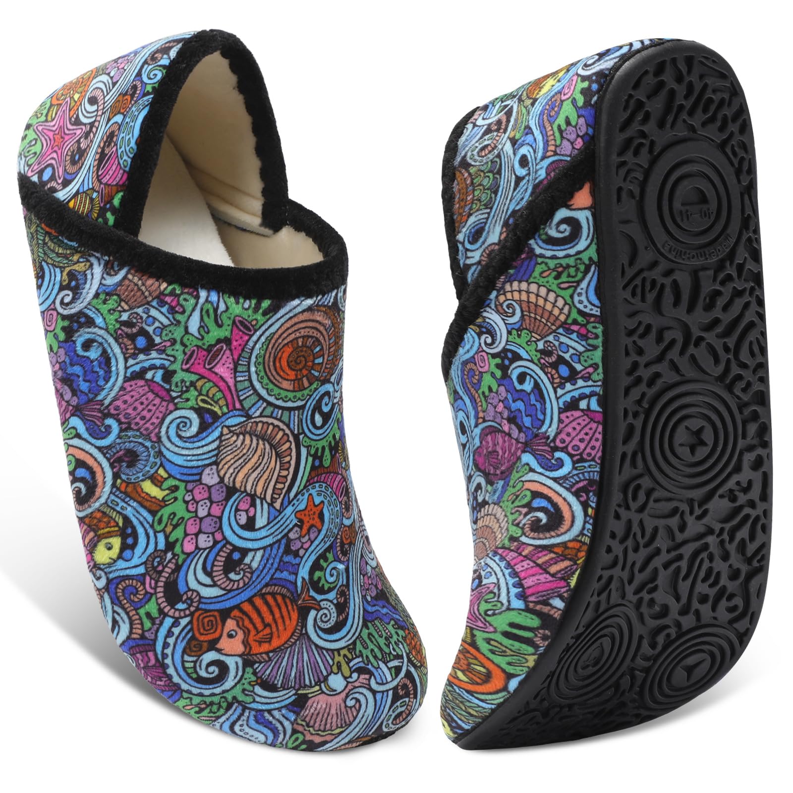 XIHALOOK House Slippers for Women Men Cozy Sock Shoes with Soft Rubber Sole Slip On for Indoor/Outdoor