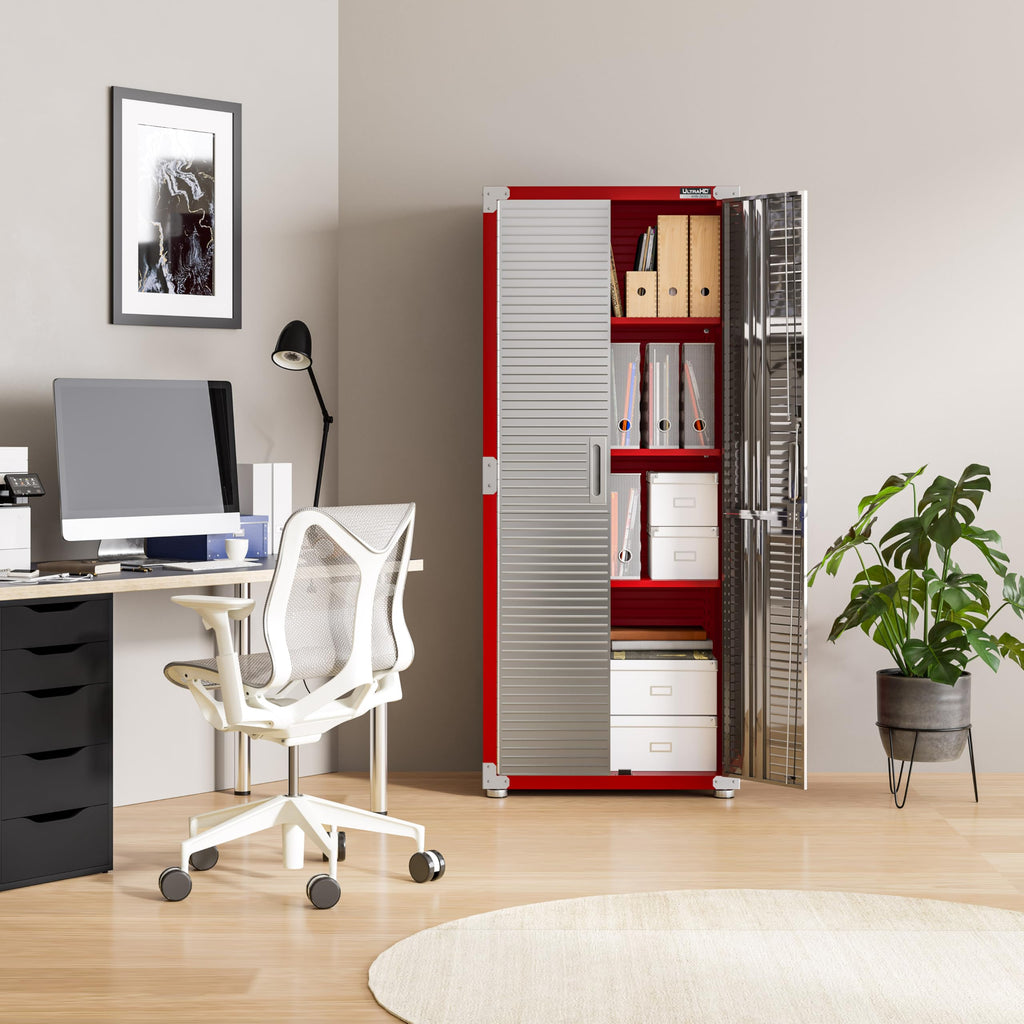 Seville Classics UltraHD Solid Steel Lockable Metal Storage Cabinet Locker Organizer, w/Adjustable Shelves for Garage, Warehouse, Office, Classroom, Granite, 30" W x 18" D x 72" H
