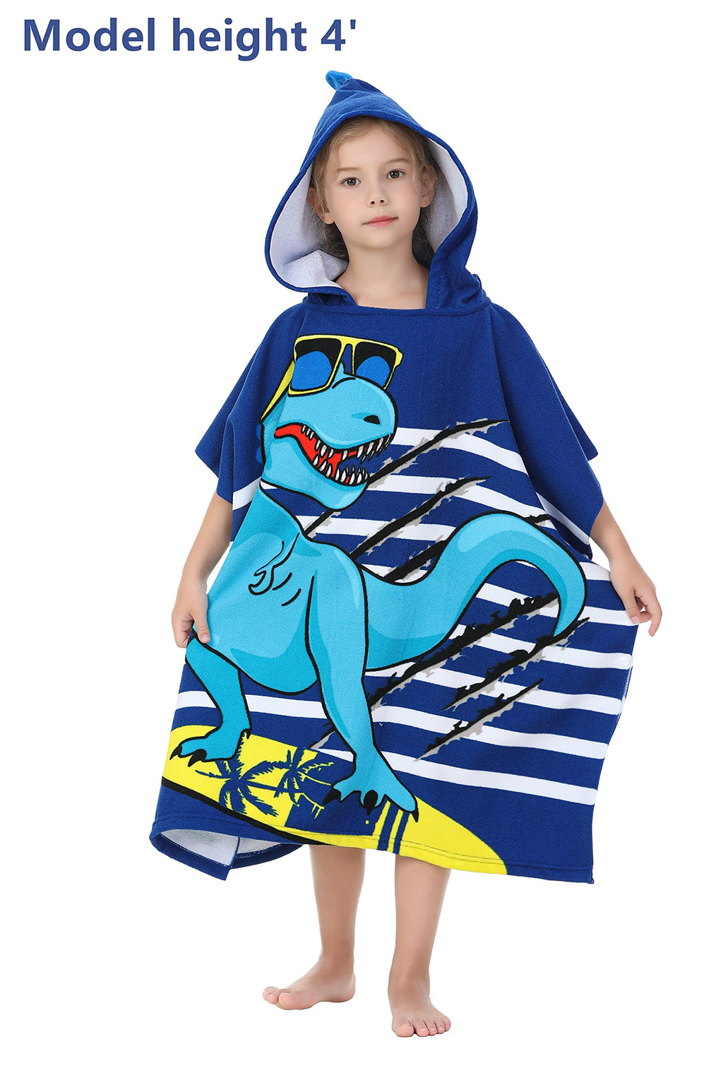 Soft Microfiber Swim Cover-ups for 3 to 10 Years Old Kids Hooded Bath Beach Poncho Towels (Alligator, Fits 3-10 Years)