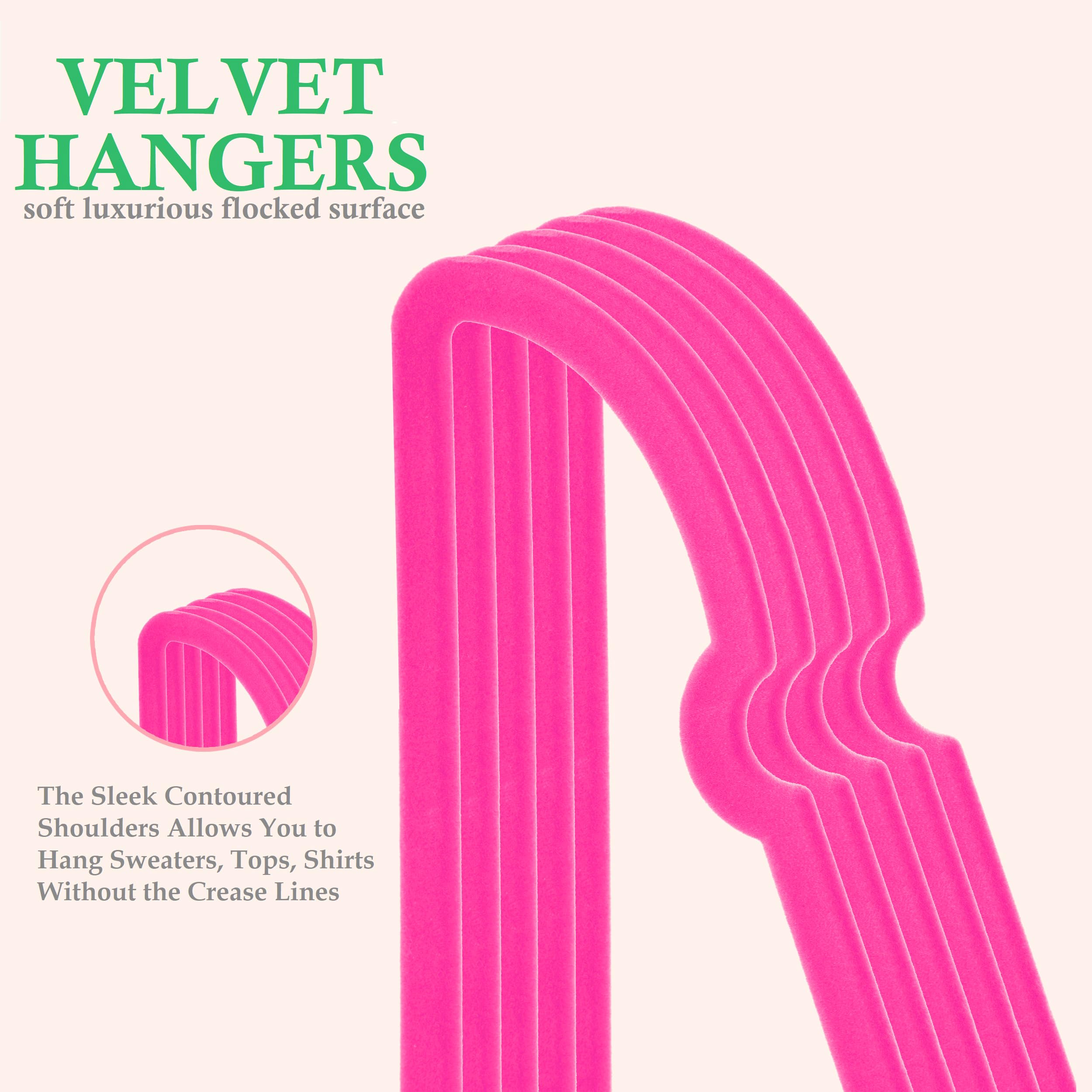 Velvet Hangers 20 Pack,16 Inch Non Slip Adult Heart Hanger (Black) | 360° Swivel Hooks, Cascade Design, Space Saving