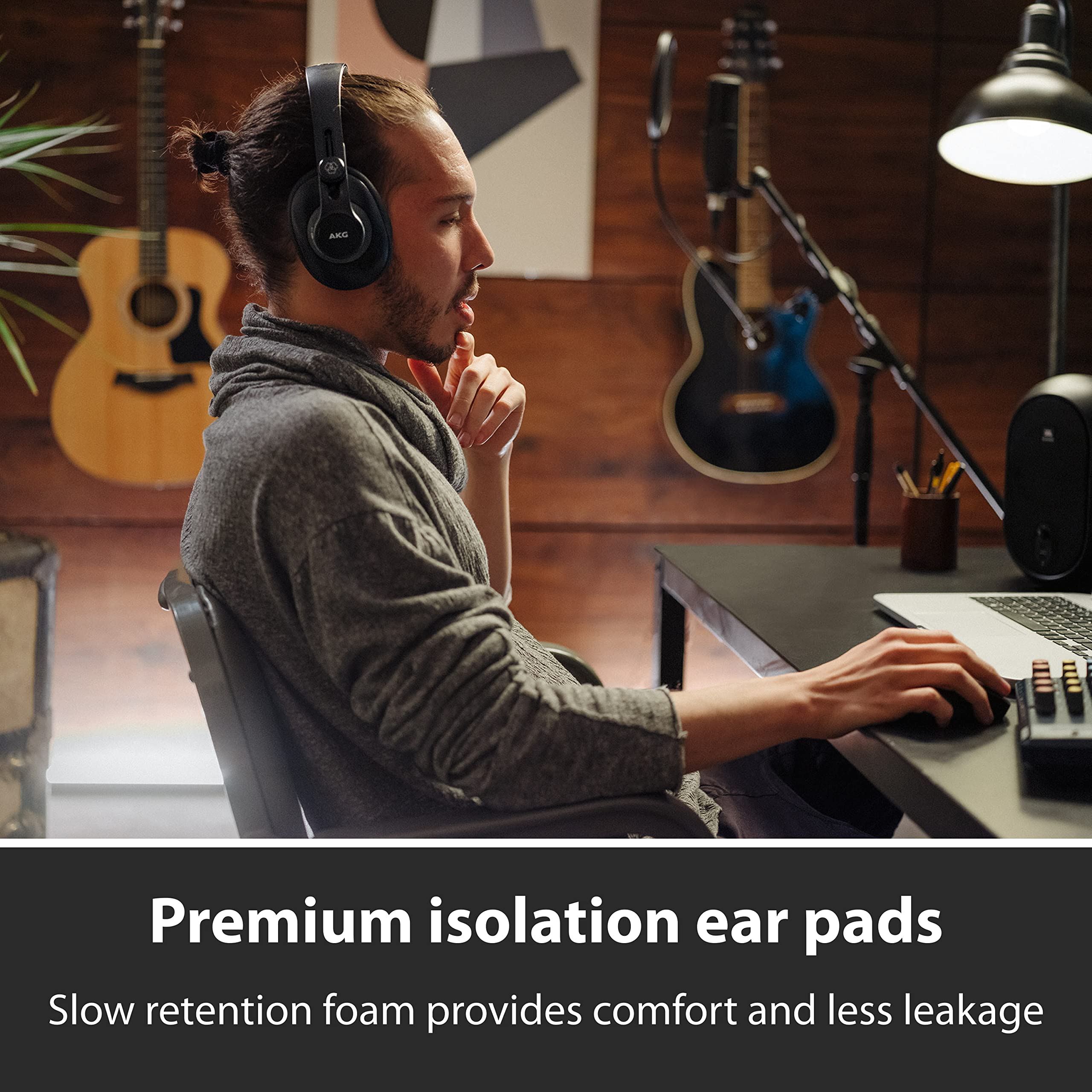 AKG Pro Audio K361 Wired, Over-Ear, Closed-Back, Light Weight, Foldable, Professional Recording Studio Headphones, Studio Monitor Mixing, Podcast, DJ Stereo Headsets, Black