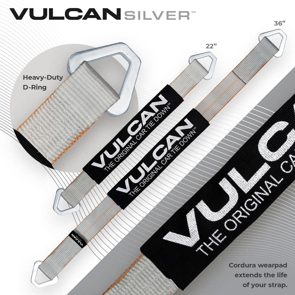 VULCAN Complete Axle Strap Tie Down Kit with Snap Hook Ratchet Straps - Classic Yellow - Includes (4) 22 Inch Axle Straps, (4) 36 Inch Axle Straps, and (4) 8' Snap Hook Ratchet Straps