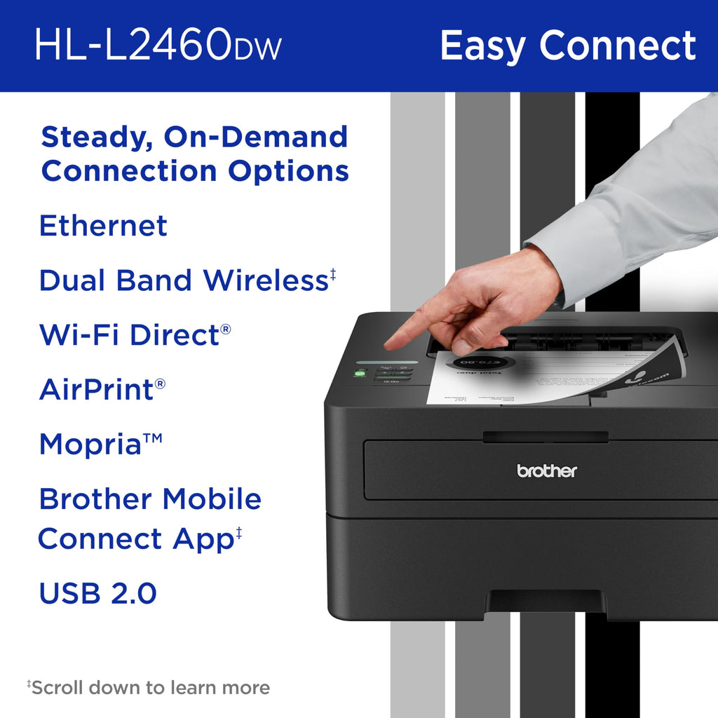 Brother HLL2460DW Printer and TN830XL 2-Pack Black High Yield Toner