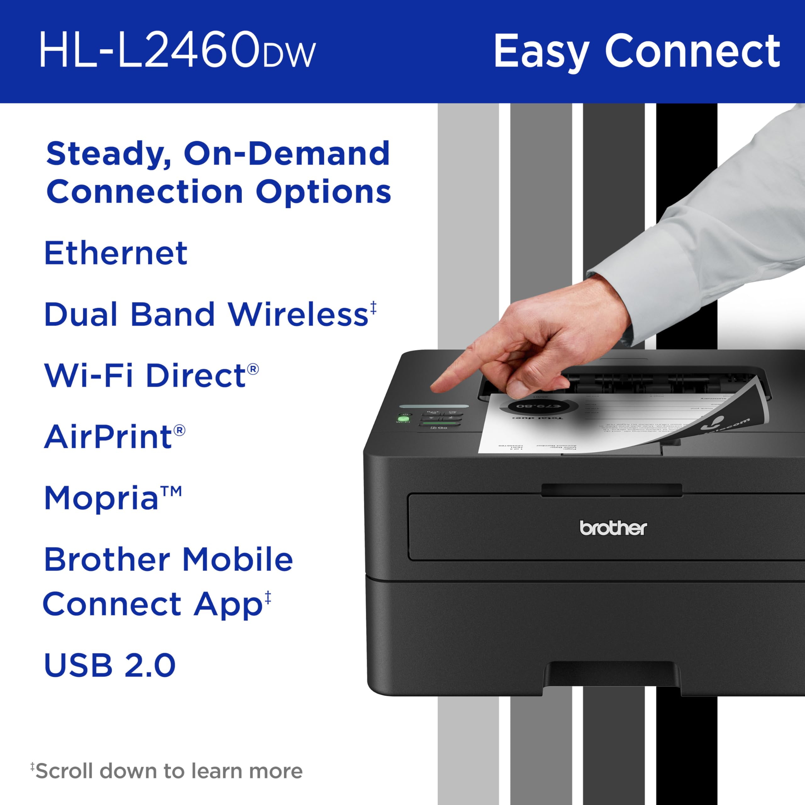 Brother HLL2460DW Printer and TN830XL 2-Pack Black High Yield Toner
