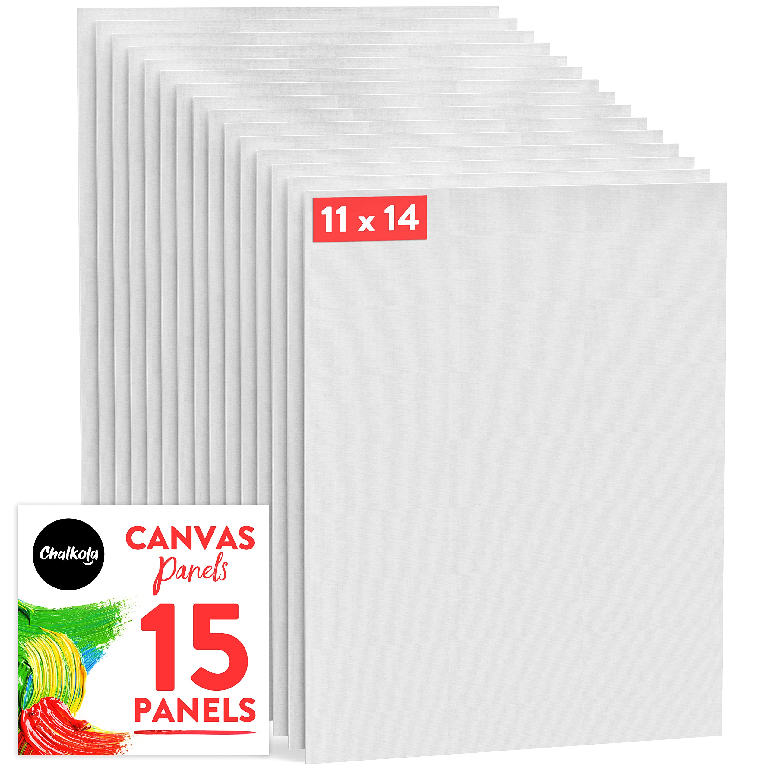 Chalkola Paint Canvas Panels 5x7 inch (15 Pack) for Acrylic Painting & Oil Art, Primed 100% Cotton Boards, Acid-Free for Professional Artists, Hobby Painters, Kids & Beginners