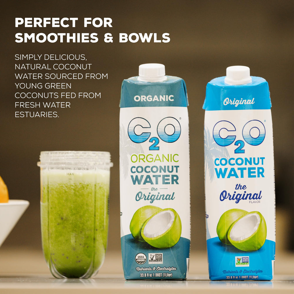 C2O - Coconut Water with Ginger, Lime, & Turmeric (12 Pack) - Made with Fresh Coconut Water - Plant Based - Non GMO - Canned Water - Natural Hydration, Electrolytes, & Potassium - 12 Cans, 17.5 FL OZ