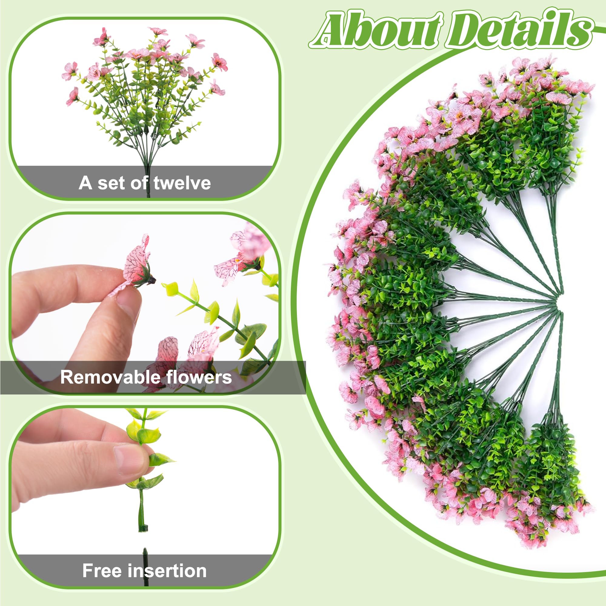Ammyoo Artificial Faux Hanging Plants Flowers Basket for Spring Outdoor Decoration, Fake Silk Daisy UV Resistant Look Real with Eucalyptus Leaves Summer Outside Decor for Home Patio Garden