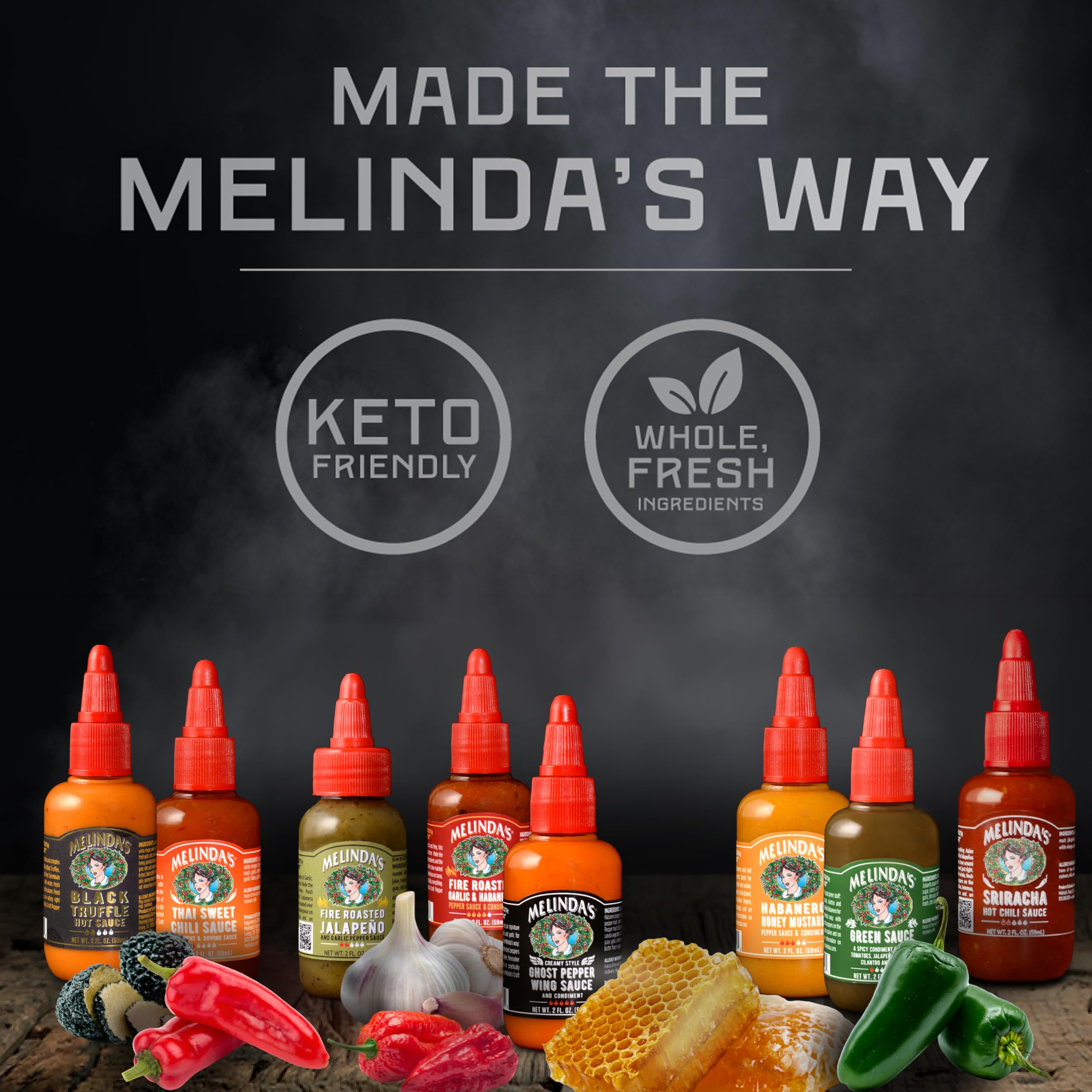 Melinda’s Mini Hot Sauce Variety Pack - 10 Pack (2 Oz Each) - Gourmet Gift Set with Travel Friendly Mini Hot Sauce Bottles in 10+ Possible Flavors