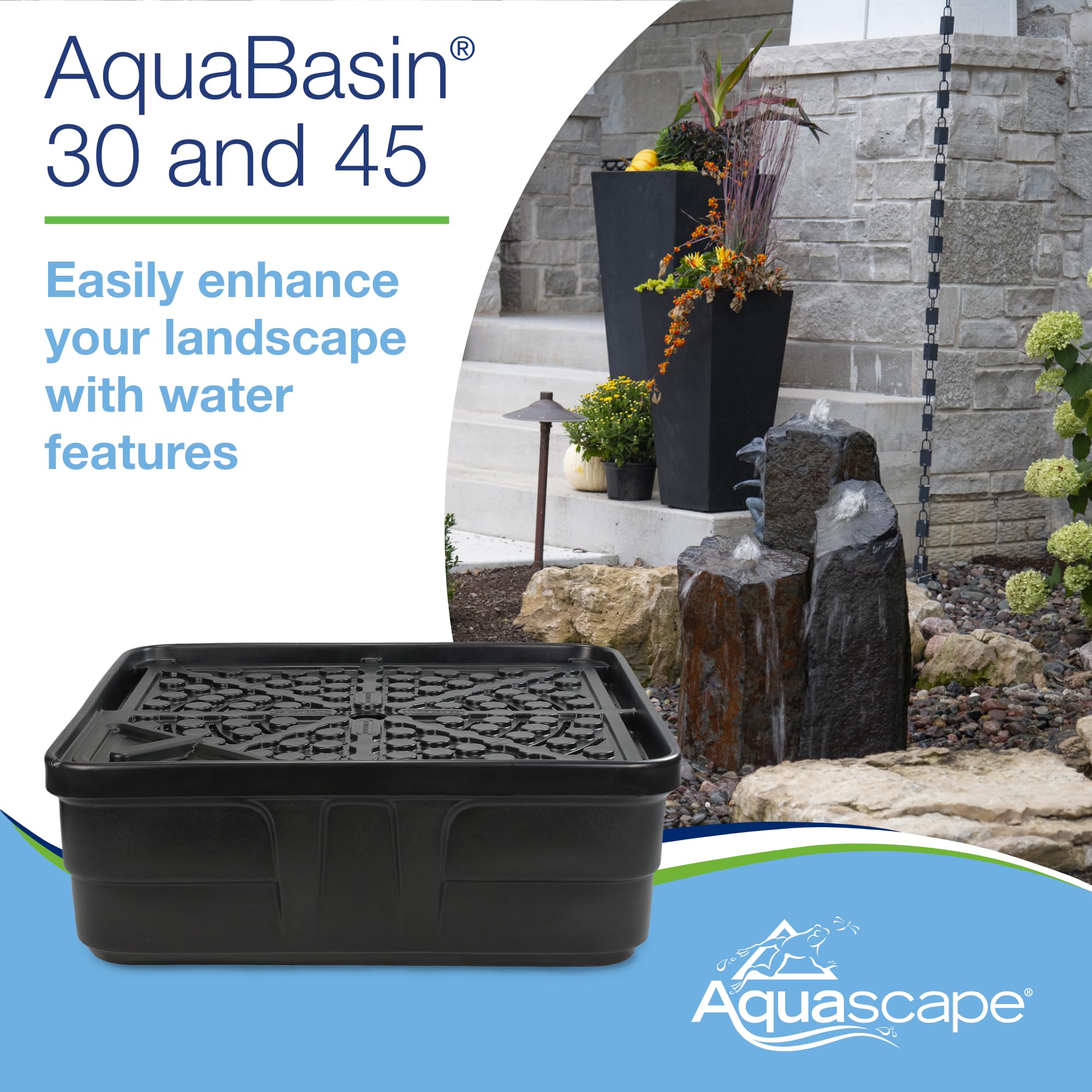 Aquascape AquaBasin 30 Fountain and Water Feature Basin for Landscape and Garden | 78223, Black, 27 Gallon