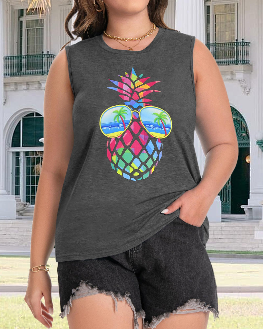 Plus Size Tops for Women Sleeveless Summer Tank Top Loose Fit Casual Tunics Shirts 2026