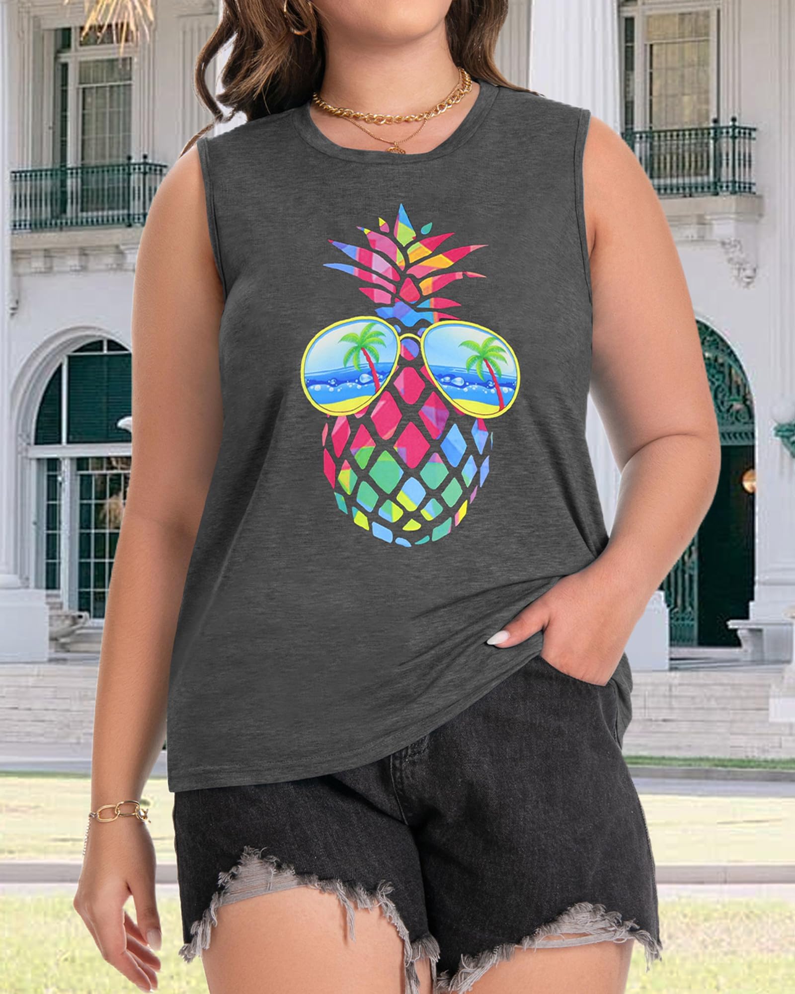 Plus Size Tops for Women Sleeveless Summer Tank Top Loose Fit Casual Tunics Shirts 2026