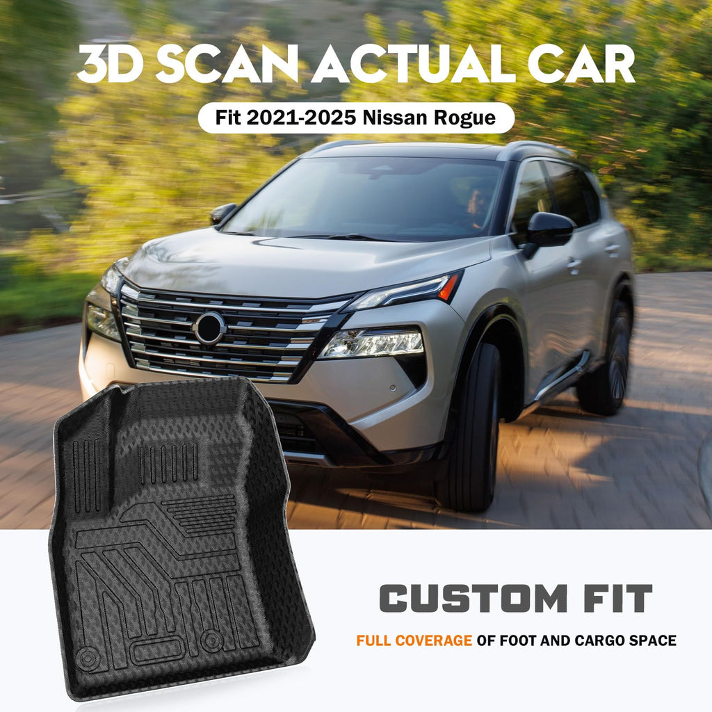 KUST Floor Mats & Trunk Cargo Mat for Toyota RAV4 2019-2025, All Weather Rear Trunk Cargo Liner for RAV4 Accessories TPE Rubber Raised Edge 4PCS