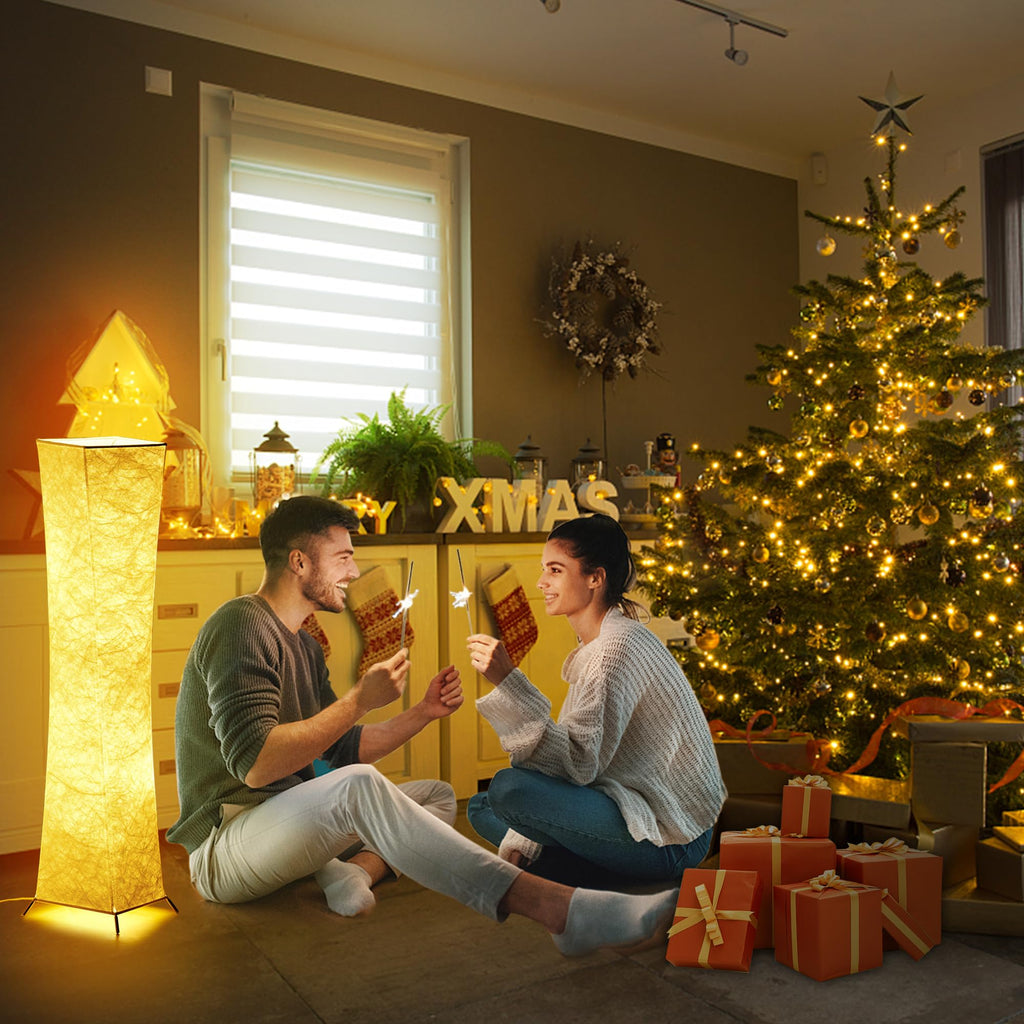 chiphy Floor Lamp, Dimmable 39" (XS) Tall Standing Lamp, 3 Levels Adjustable Brightness 12Wx2 LED Bulbs, Column Floor Light w/White Fabric Shade, Home Decor for Living Room, Bedroom, Kids Room