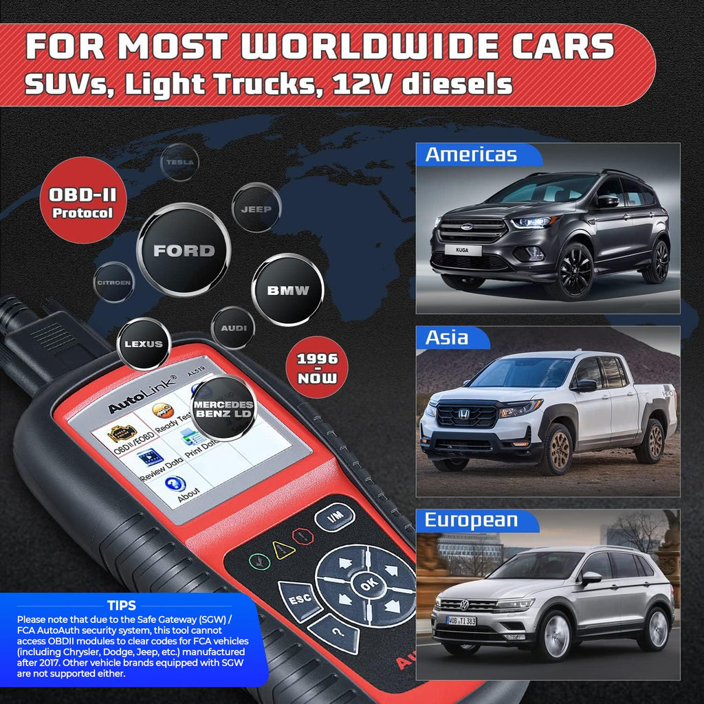 Autel MaxiLink ML519 Enhanced Mode 6 OBD2 Scanner Auto Diagnostic Scan Tool Check Engine Fault Code Reader CAN Scan Tool, Upgraded Ver. of AL319 Black