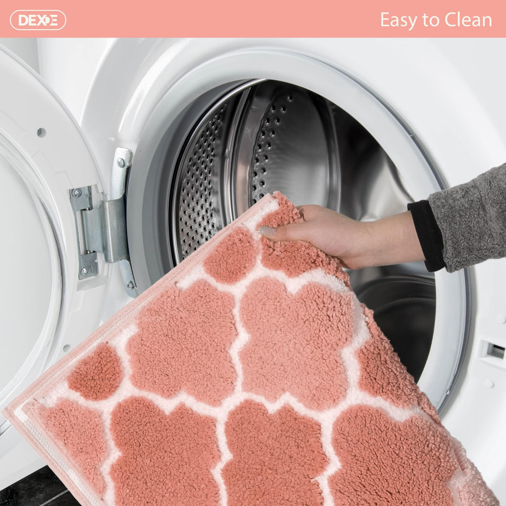DEXDE Bathroom Rugs Runner 24x47 Long Bath Rug Non Slip Soft Washable Large Bath Mats for Bathroom Bedroom Hallway Kitchen Floor Carpet Modern Boho Decor, Beige