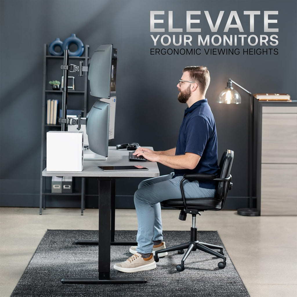 VIVO Dual Monitor Desk Mount Stand with Height Adjustment and VESA Plates for 2 LCD Ultrawide Screens up to 34 inches, Stacked Array, STAND-V002R