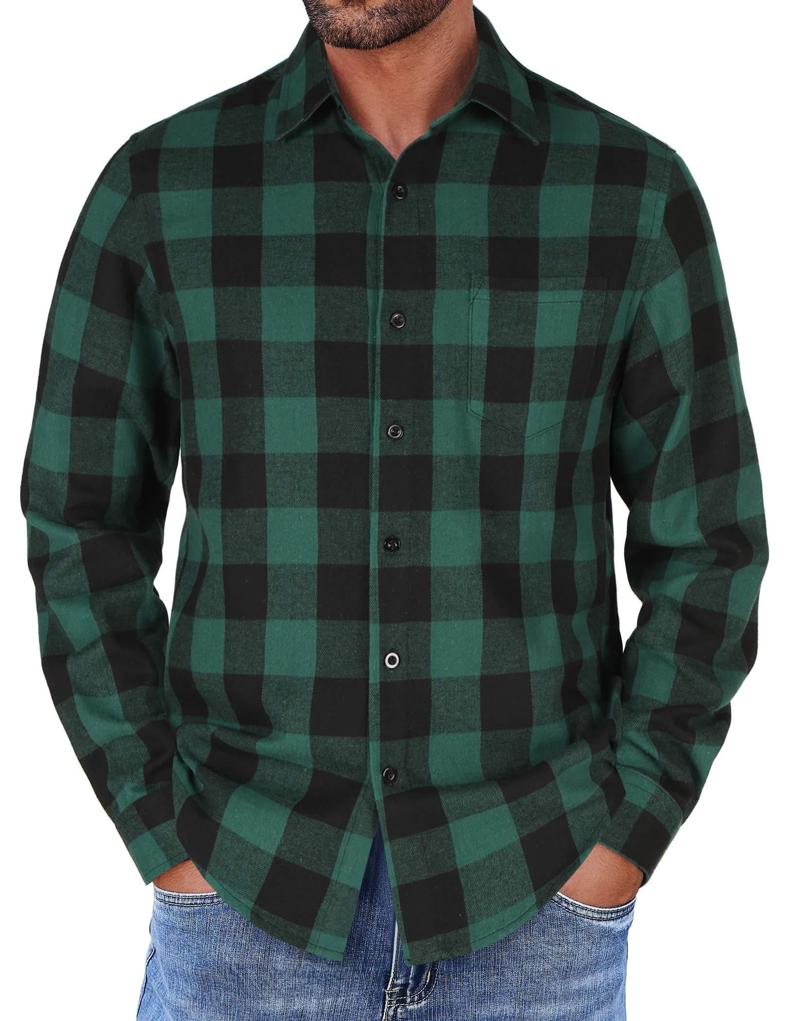 COOFANDY Mens Flannel Shirts Long Sleeve Button Down Shirt with Pocket Casual Shirts Work Shirts for Men