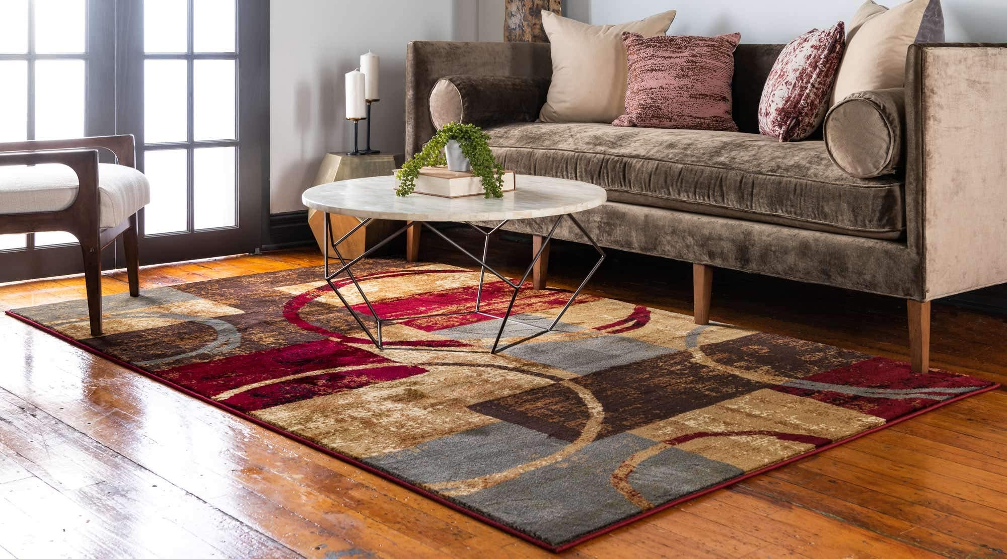 Unique Loom Barista Collection Area Rug - Kouillou (2' 2" x 3' 1" Oval, Multi/Brown)