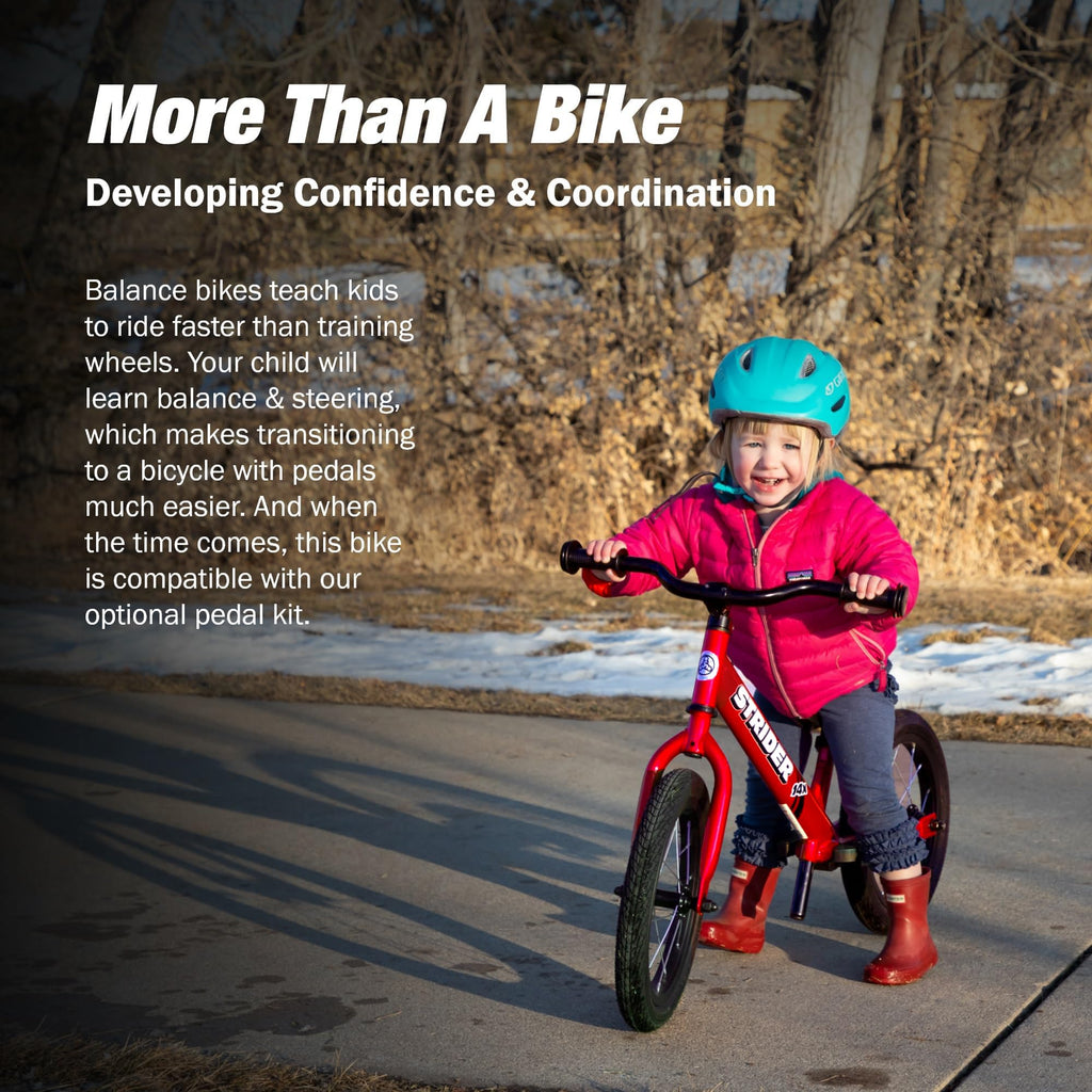 Strider 14x Classic, Balance Bike for Kids 3 to 6 Years - Includes Kid Sized Grips, Padded Seat, Performance Footrest, All-Purpose Tires-Easy Assembly, Tool-Free Adjustments