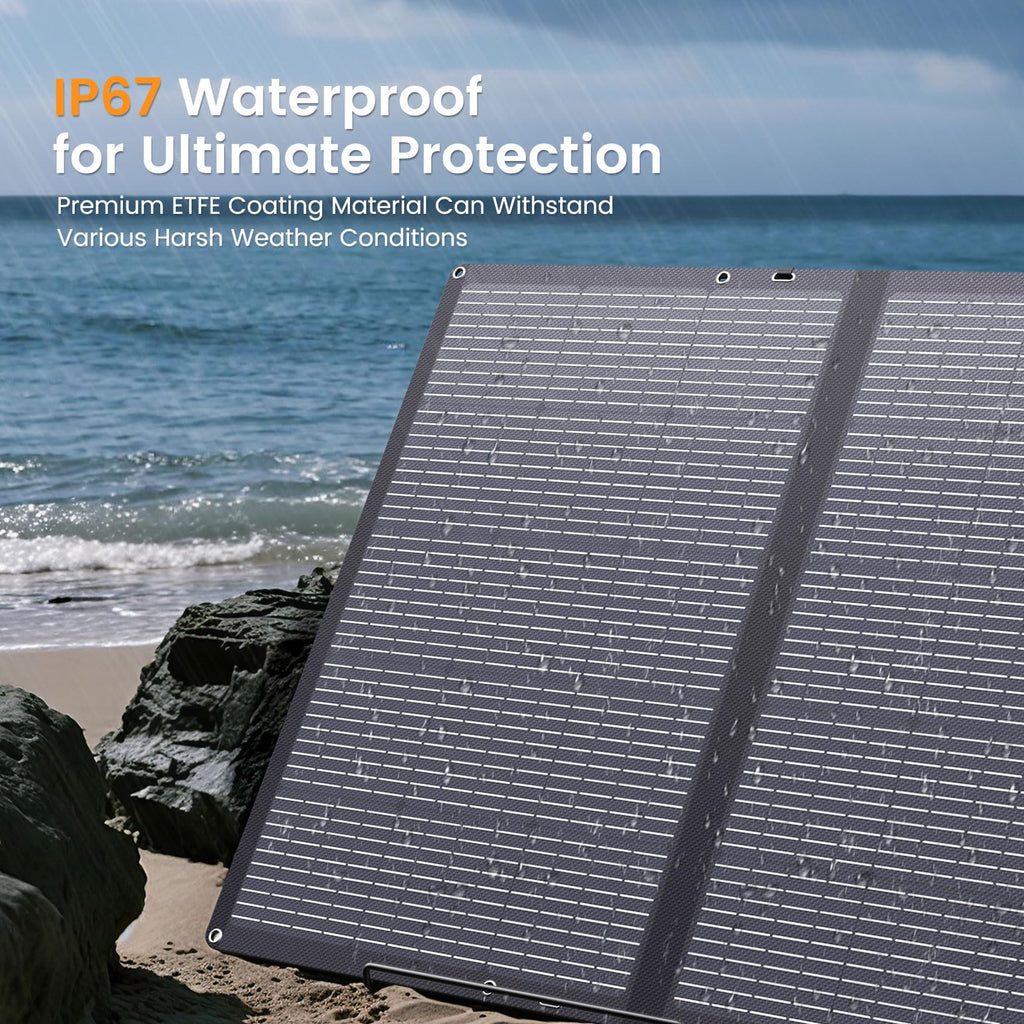 Portable Solar Panel 80 Watt for Power Station, IP67 Waterproof Foldable Solar Cell Solar Charger w/ XT60 Anderson DC 8mm 7909 5521 Connector for Camping, RV, Off Grid Living
