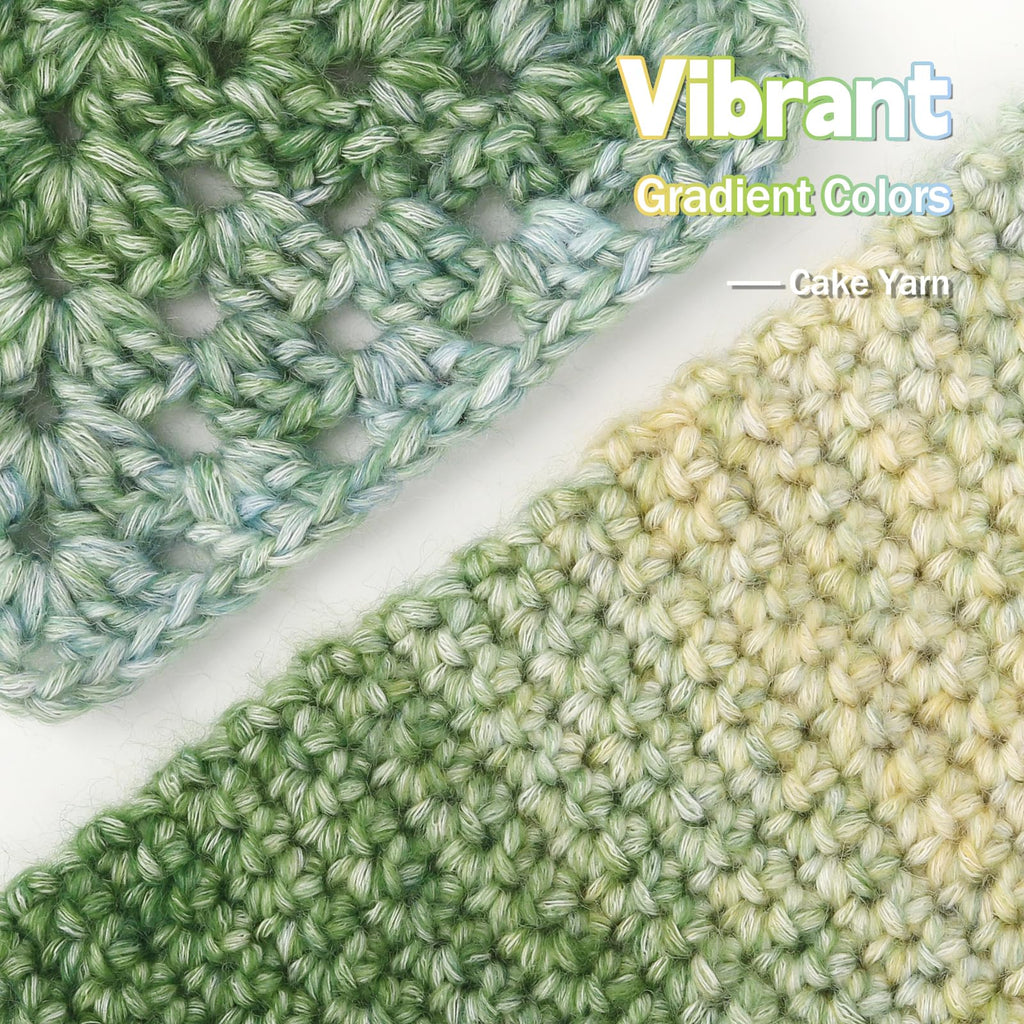 Katech Fairyland Yarn for Crocheting Knitting-Gradient Yarn Cake-4 Pack of 100g/3.52 oz-Soft DK Light Weight #3-60% Cotton 30% Acrylic 10% Wool-Perfect for Scarves, Shawls, Blankets and Garments(A)