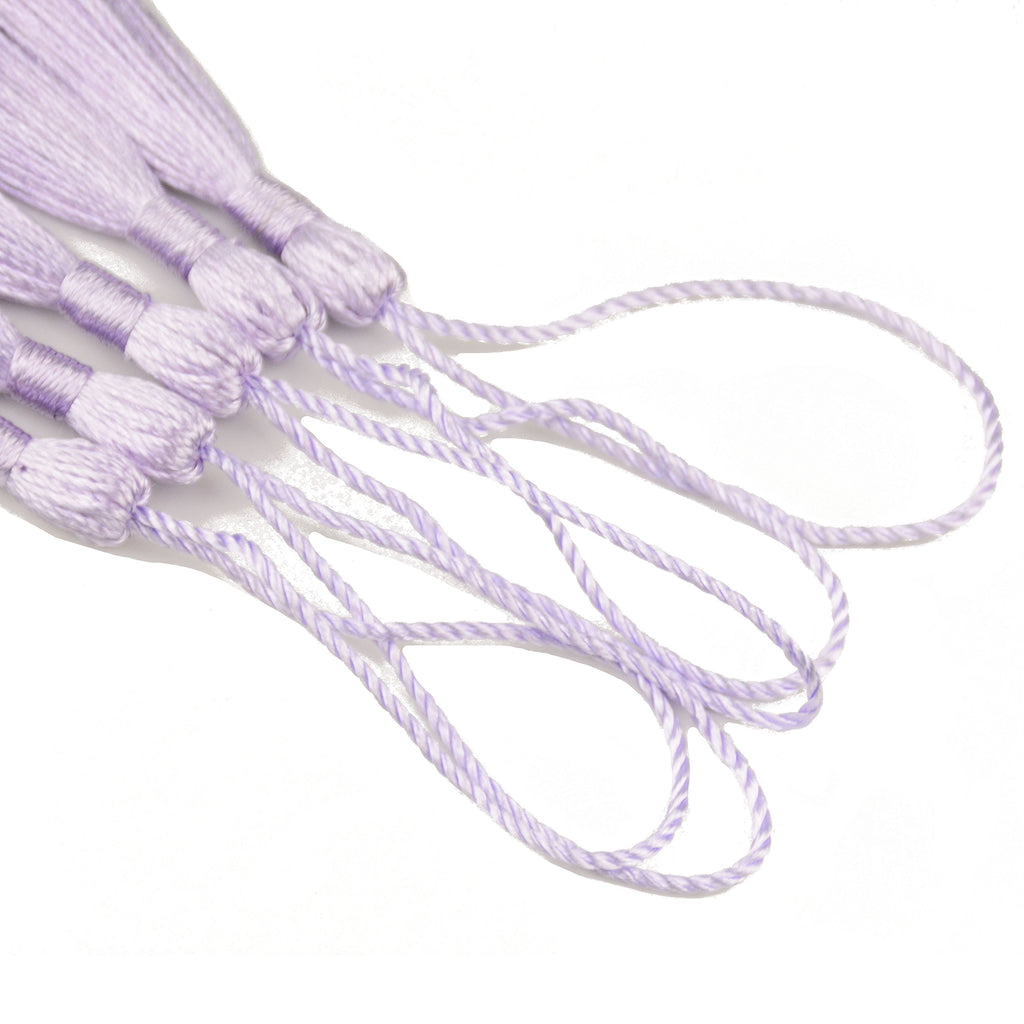 Makhry 100pcs 13cm/5 Inch Silky Floss Bookmark Tassels with 2-Inch Cord Loop and Small Chinese Knot for Jewelry Making, Souvenir, Bookmarks, DIY Craft Accessory (Dark Grey)