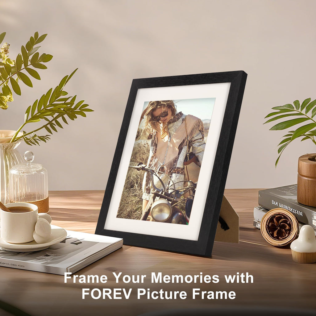 TOFOREVO Picture Frames 4x4 Set of 2 Black Wood Grain Photo Frame for Gallery Wall Mounting or Tabletop Display