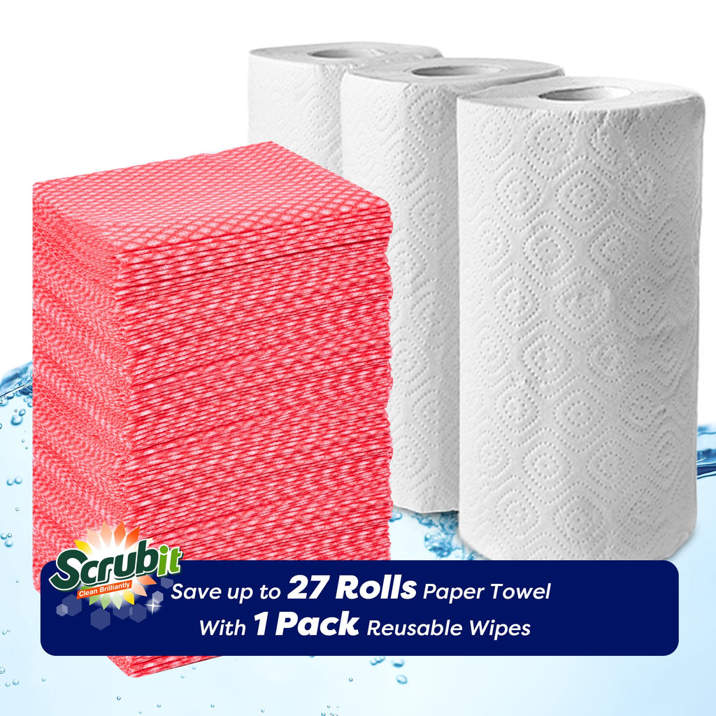 SCRUBIT Reusable Cleaning Wipes, Handy Wipes for Kitchen and Office - Dish Cloths for Washing Dishes - Multi Purpose Disposable Cleaning Towels (12 x 20 in) 72 Pack (Blue)