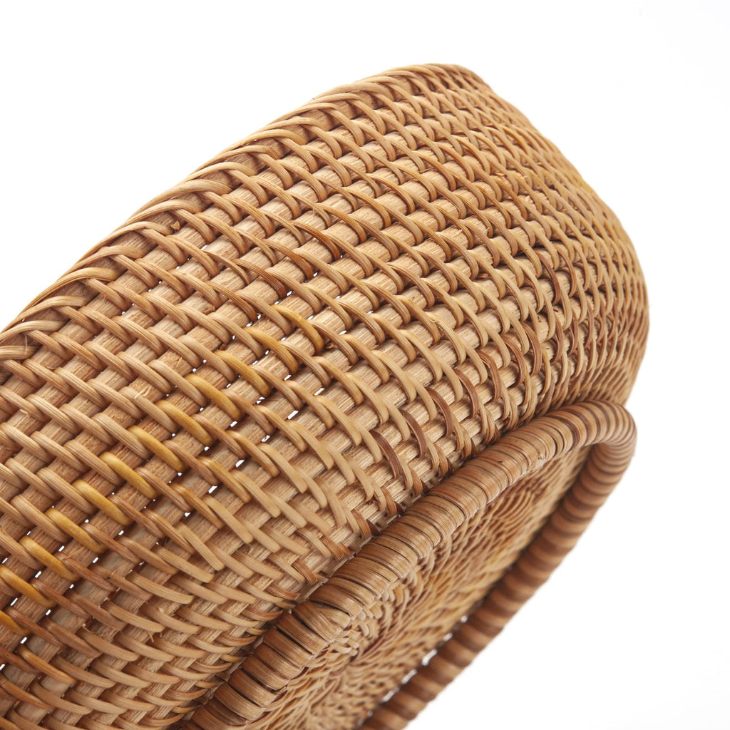 Natural Rattan Fruit Storage Baskets Rectangular Woven Wicker Box for Key Holder Remote Stackable Natural Set of 3