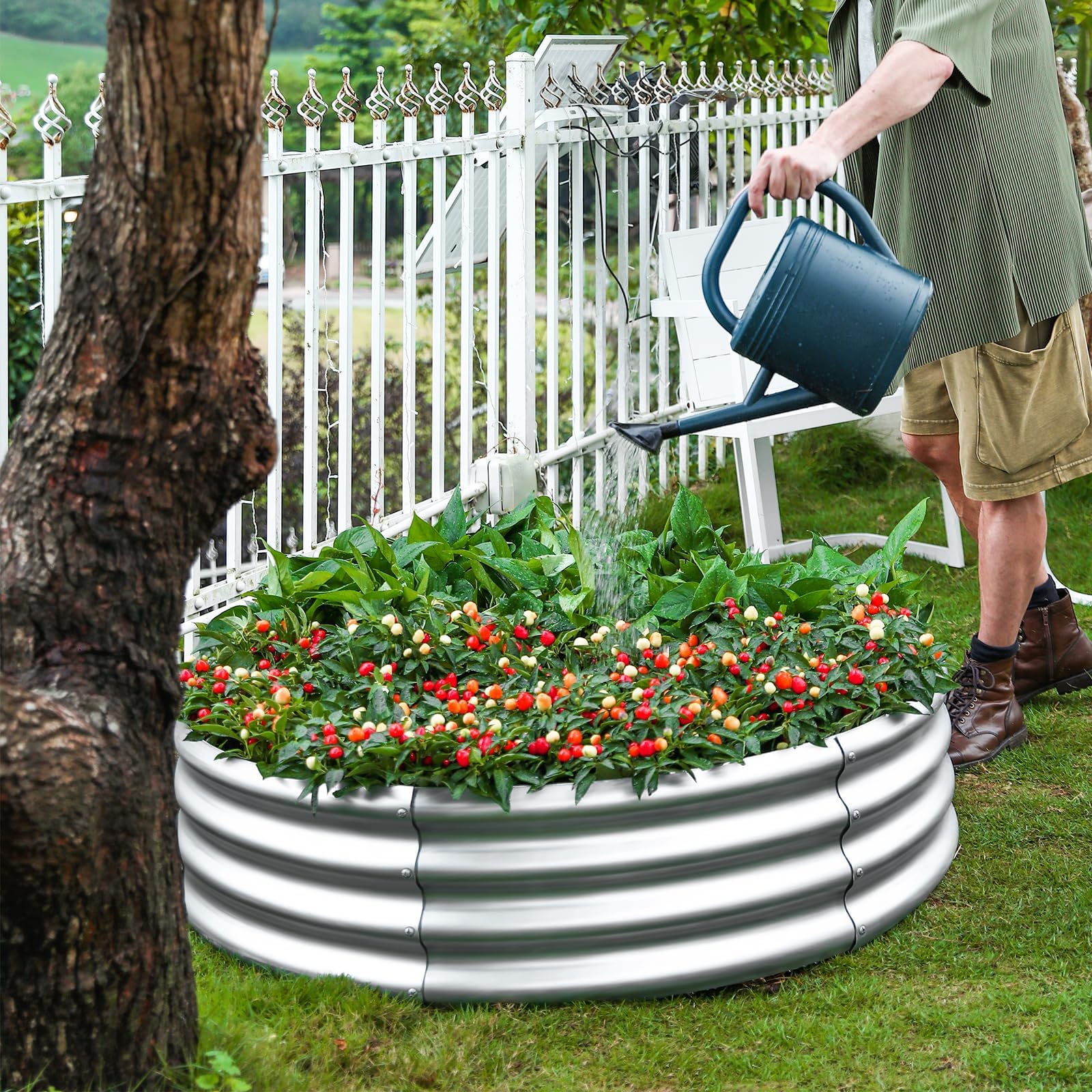 Land Guard Galvanized Raised Garden Bed Kit, Galvanized Planter Raised Garden Boxes Outdoor, Round Large Metal Raised Garden Beds for Vegetables ……