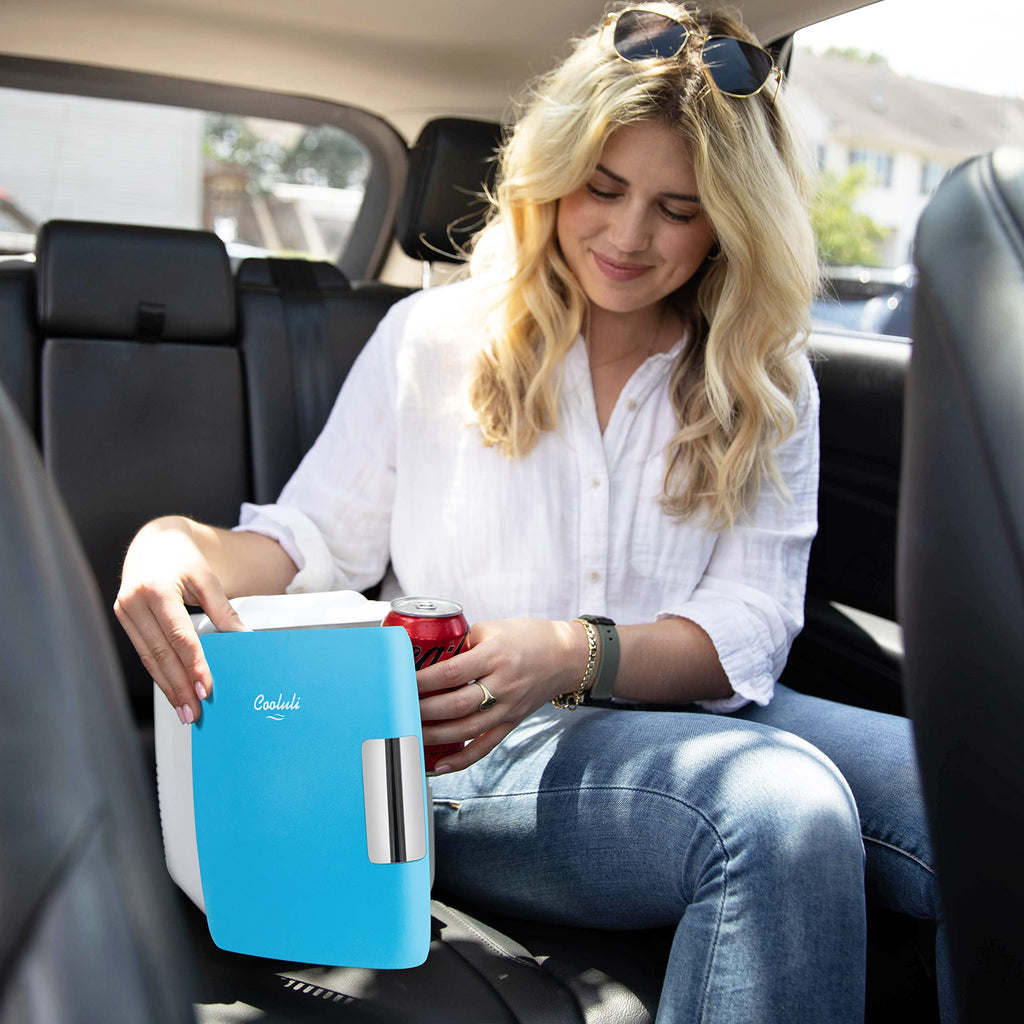 Cooluli Mini Fridge for Bedroom - Car, Office Desk & Dorm Room - Portable 4L/6 Can Electric Plug In Cooler & Warmer for Food, Drinks, Skincare Beauty & Makeup - 12v AC/DC & Exclusive USB Option, Black
