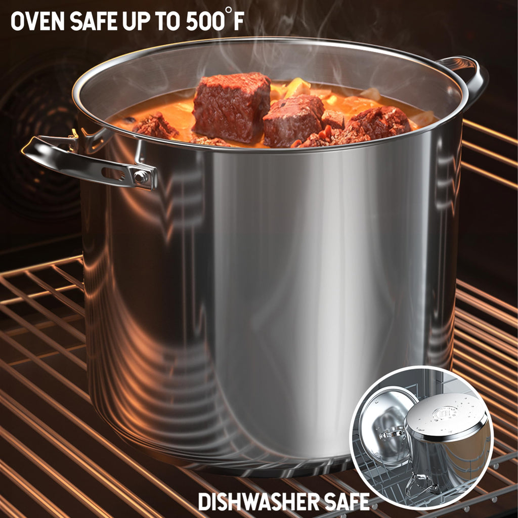 Cooks Standard Classic 6 Quart Stock Pot with Lid, Stainless Steel Dutch Oven