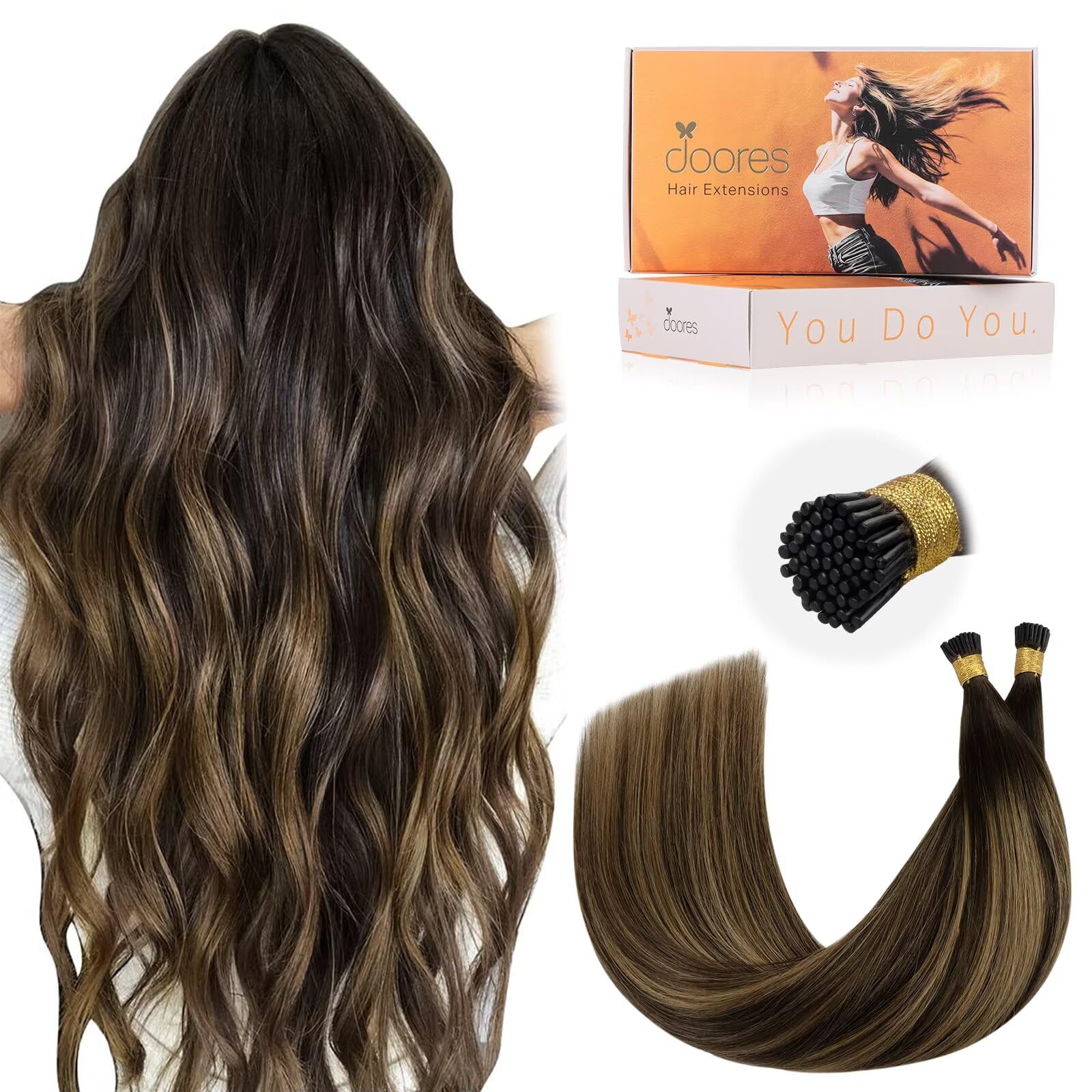 DOORES Blue Hair Extensions, 14 Inch 25g/25s Invisible Soft Micro Link Hair Extensions Silky Virgin