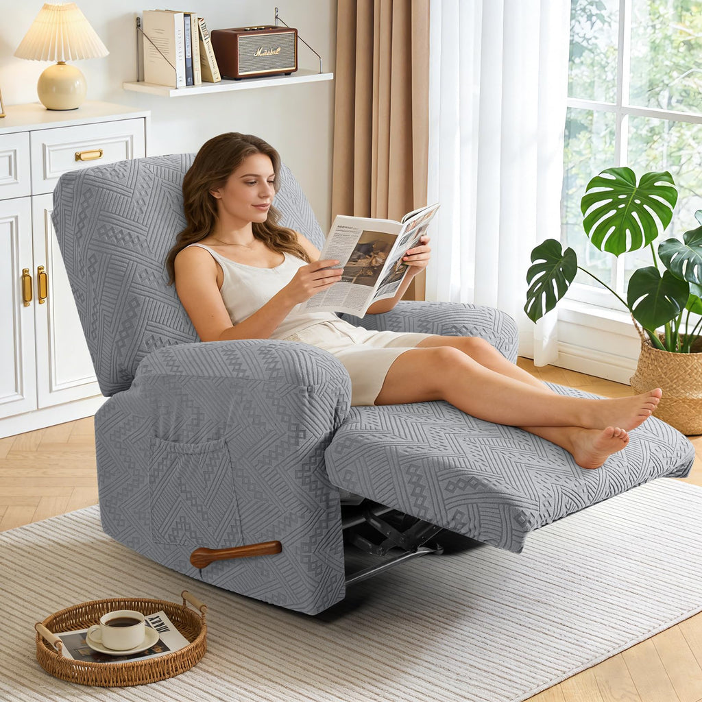Ruaozz Recliner Chair Covers 3-Pieces Lazy Boy Recliner Slipcovers Stretch Reclining Chair Slipcover Washable Furniture Protector with Elastic Bottom (1 Seater, Army Green)