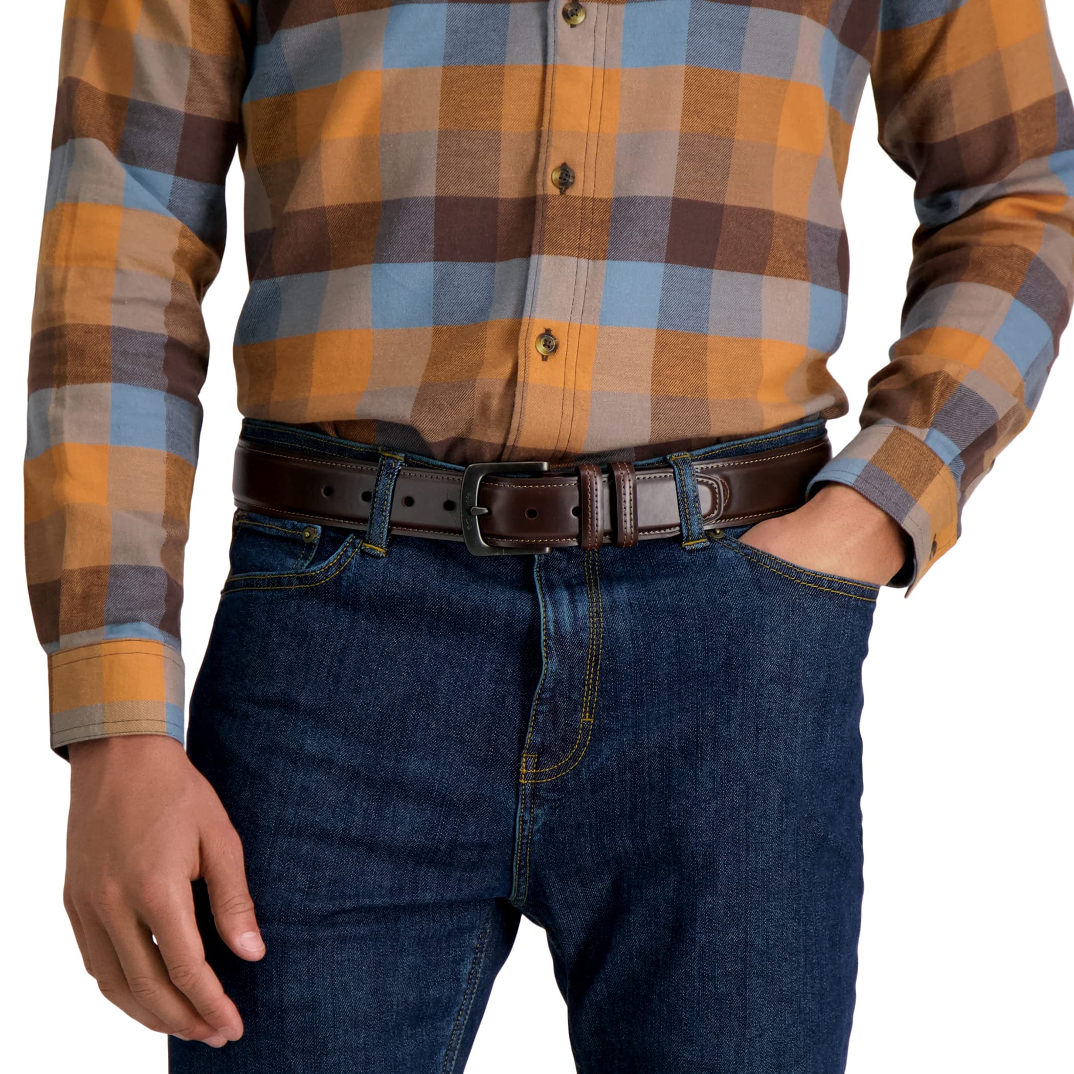 Columbia Men's Leather Casual Belt Tan & Brown Classic Style for Everyday Wear