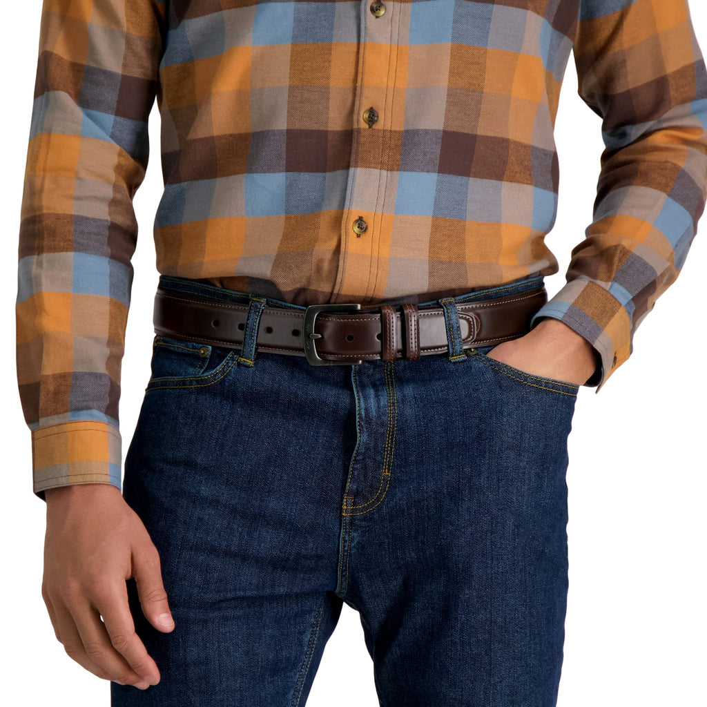 Columbia Men's Leather Casual Belt Tan & Brown Classic Style for Everyday Wear