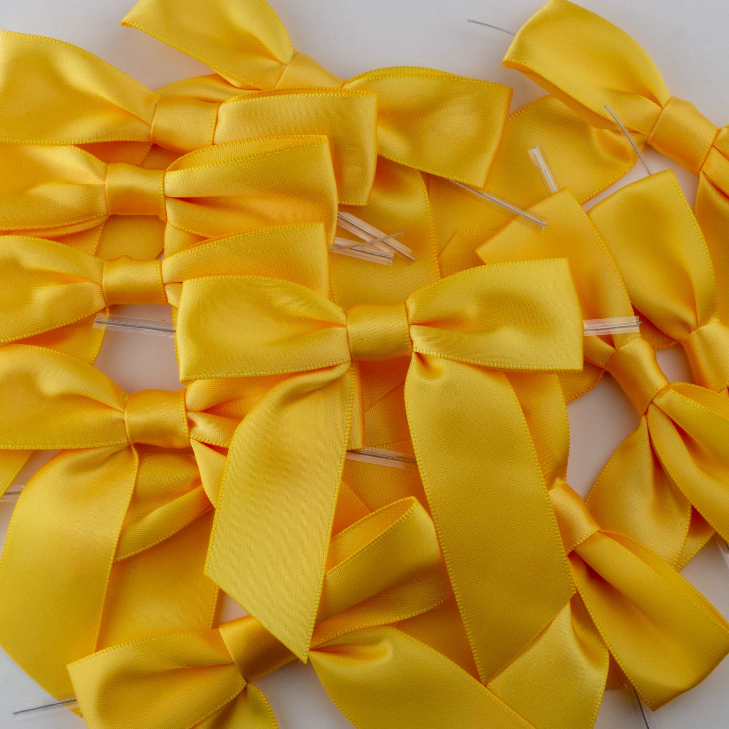 7Rainbows 50pcs Boutique 1.5" Black Satin Ribbon Mini Bows for Craft Sewing Scrapbooking Wedding and Gift Wrapping
