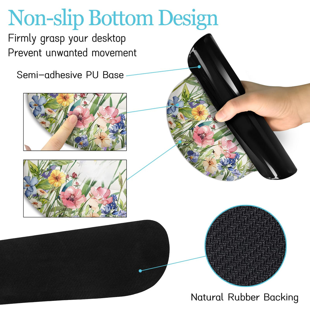 Black Striped Ergonomic Large Desk Mat Set with Wrist Rest