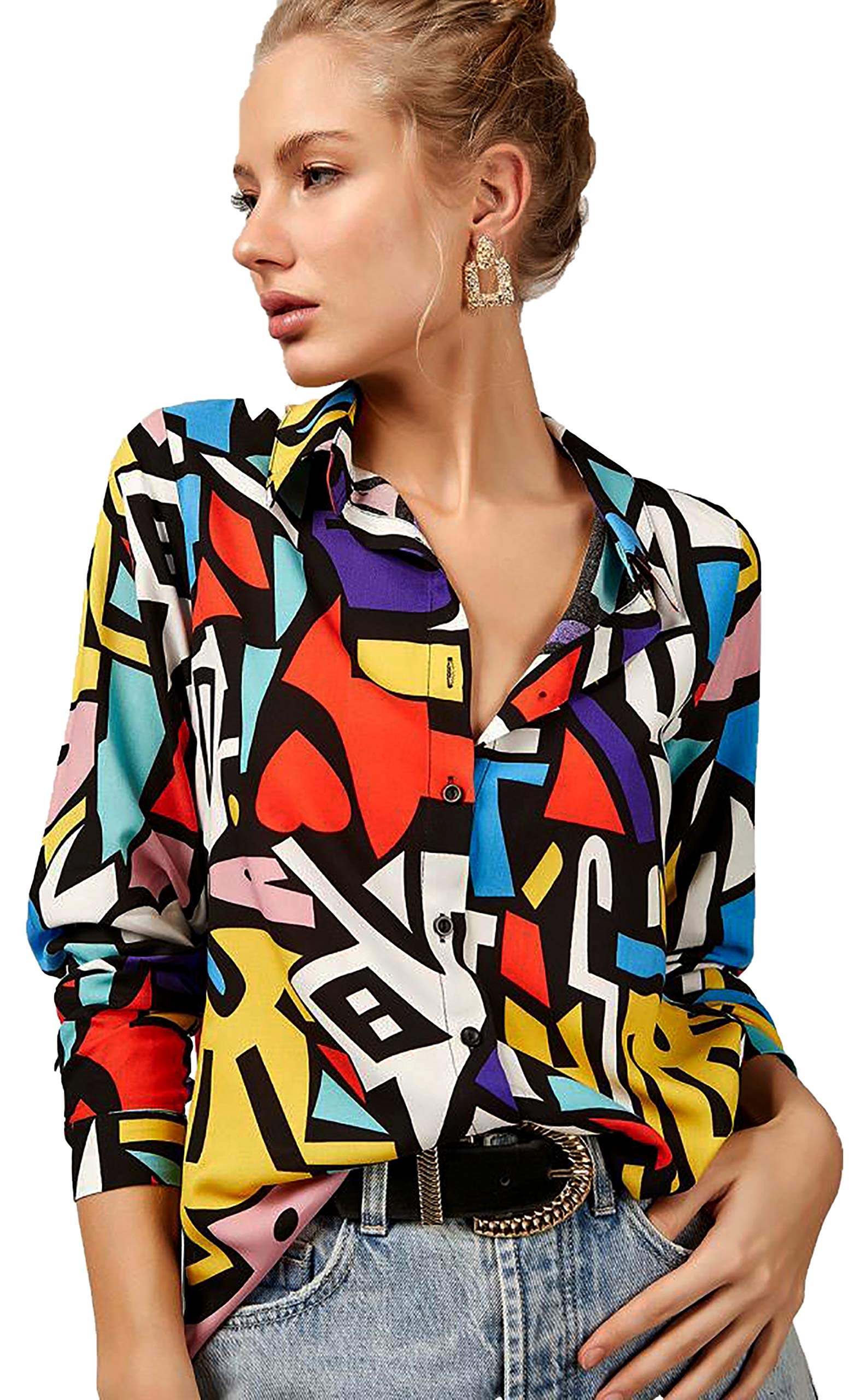 Blouses for Women Fashion, Long Sleeve Button Down Shirts Dressy Casual Tops