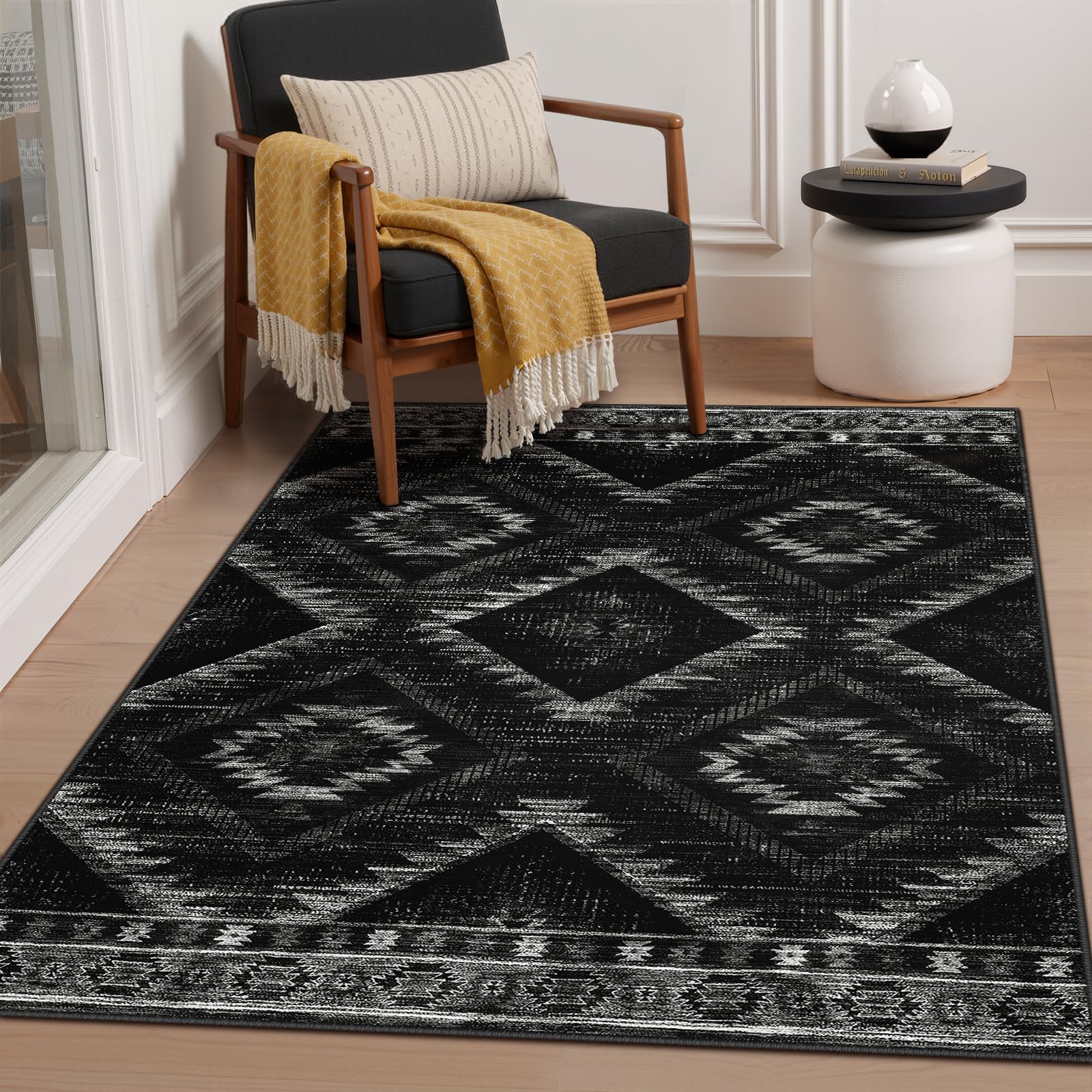 BESTSWEETIE Area Rug 2x3 Rug Machine Washable Non-Slip Low Pile Print Pattern Western Rug for Living Room Bedroom Entryway Tribal Series-Abstract/Cowhide
