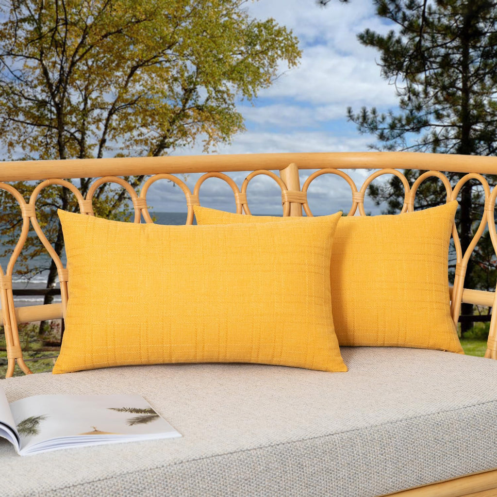 Kevin Textile Pack of 2 Outdoor Waterproof Pillow Covers Checkered Decorative Cushions Sham Throw Pillowcases Shell for Patio Tent Garden Couch Bed Sofa 16x16 Inch Army Green