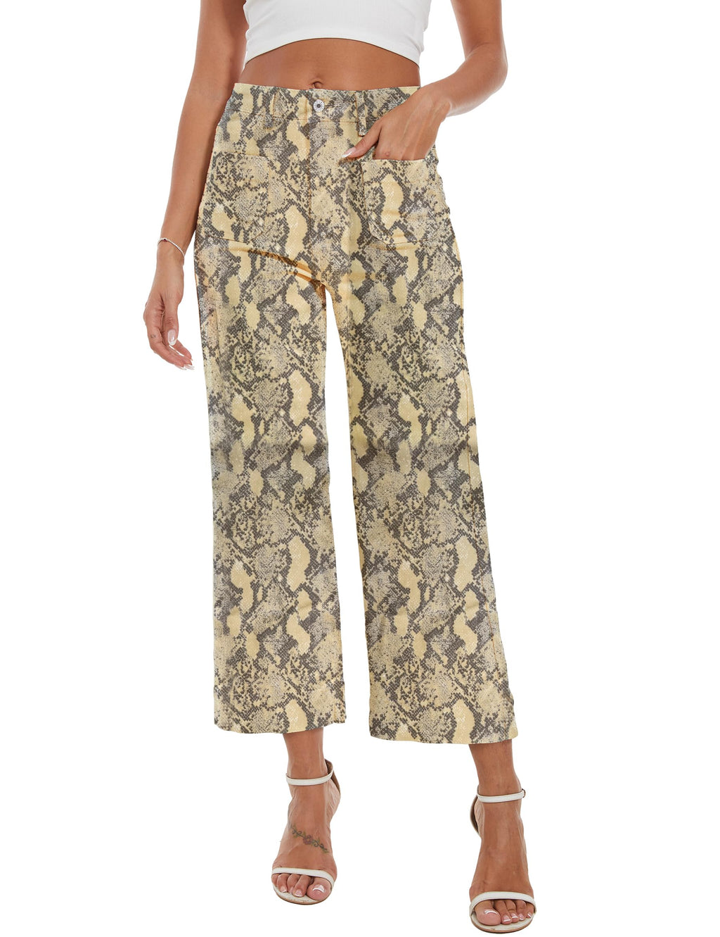 Wide Leg Jeans for Women Trendy High Waisted Flare Jeans Cropped Pants Stretchy Baggy