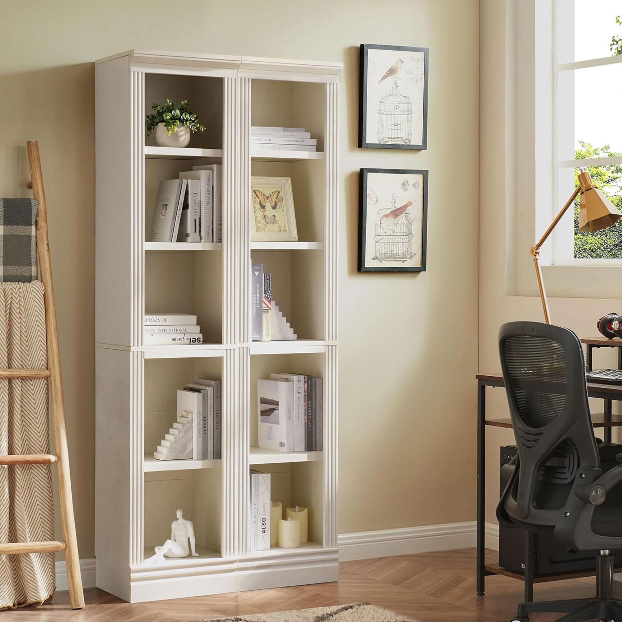 JAHRSTIM Halston Bookshelf, 5-Tier Tall Deep Storage Shelf, Adjustable Open Shelving Unit Closet Organizer and Storage for Living Room Home Office Bedroom, Modular Deep Bookcase Bookshelves
