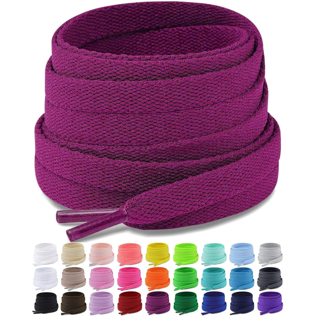 Upgrade Tight Weave Flat Shoelaces 28 Colors 5/16" Wide Shoe Laces for Sneakers - 2Pairs